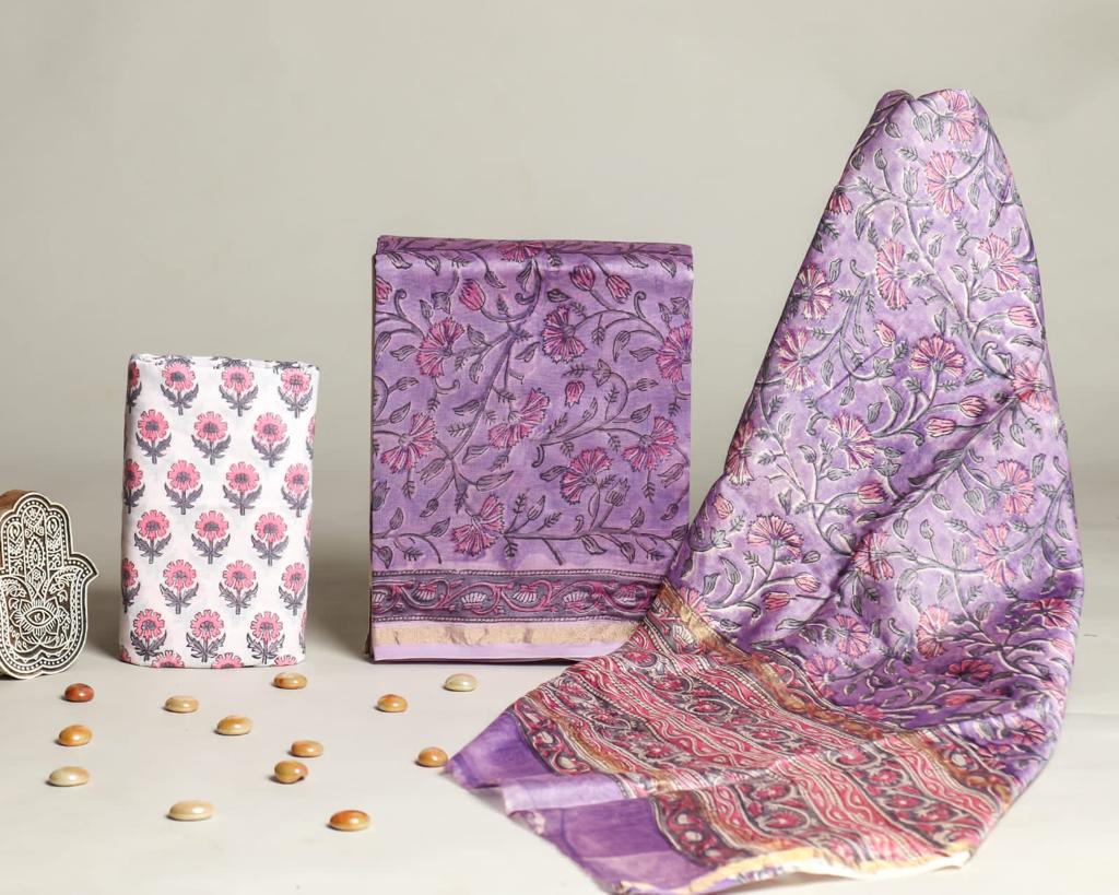 Shop unstitched chanderi silk suit sets online shopping (CHA690)