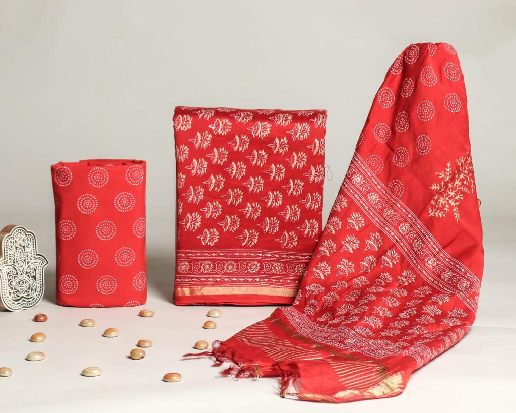 Shop chanderi silk suit sets in jaipur (CHA691)