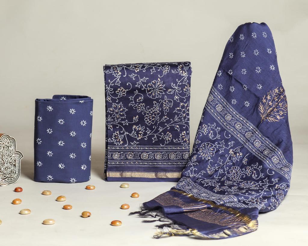 Shop unstitched chanderi silk suit sets in jaipur (CHA693)