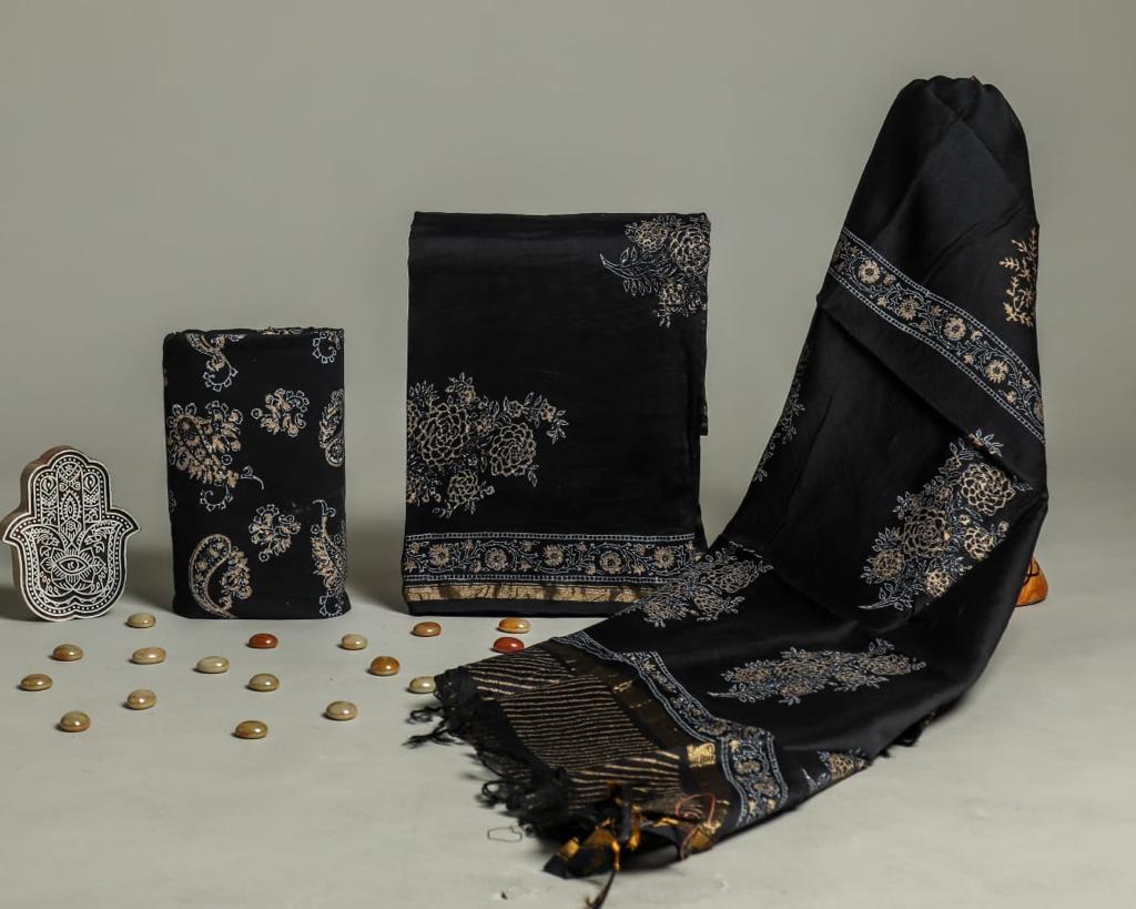 Shop unstitched chanderi silk suit sets (CHA698)