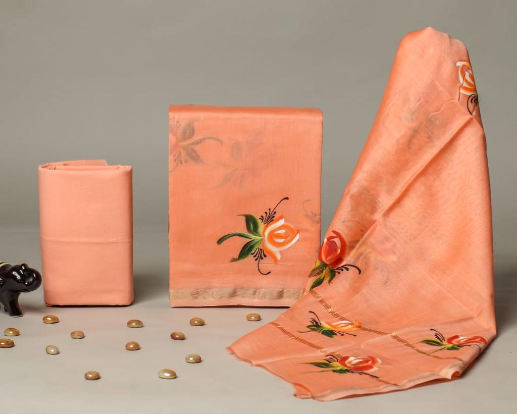 Shop unstitched chanderi silk suit material (CHA716)