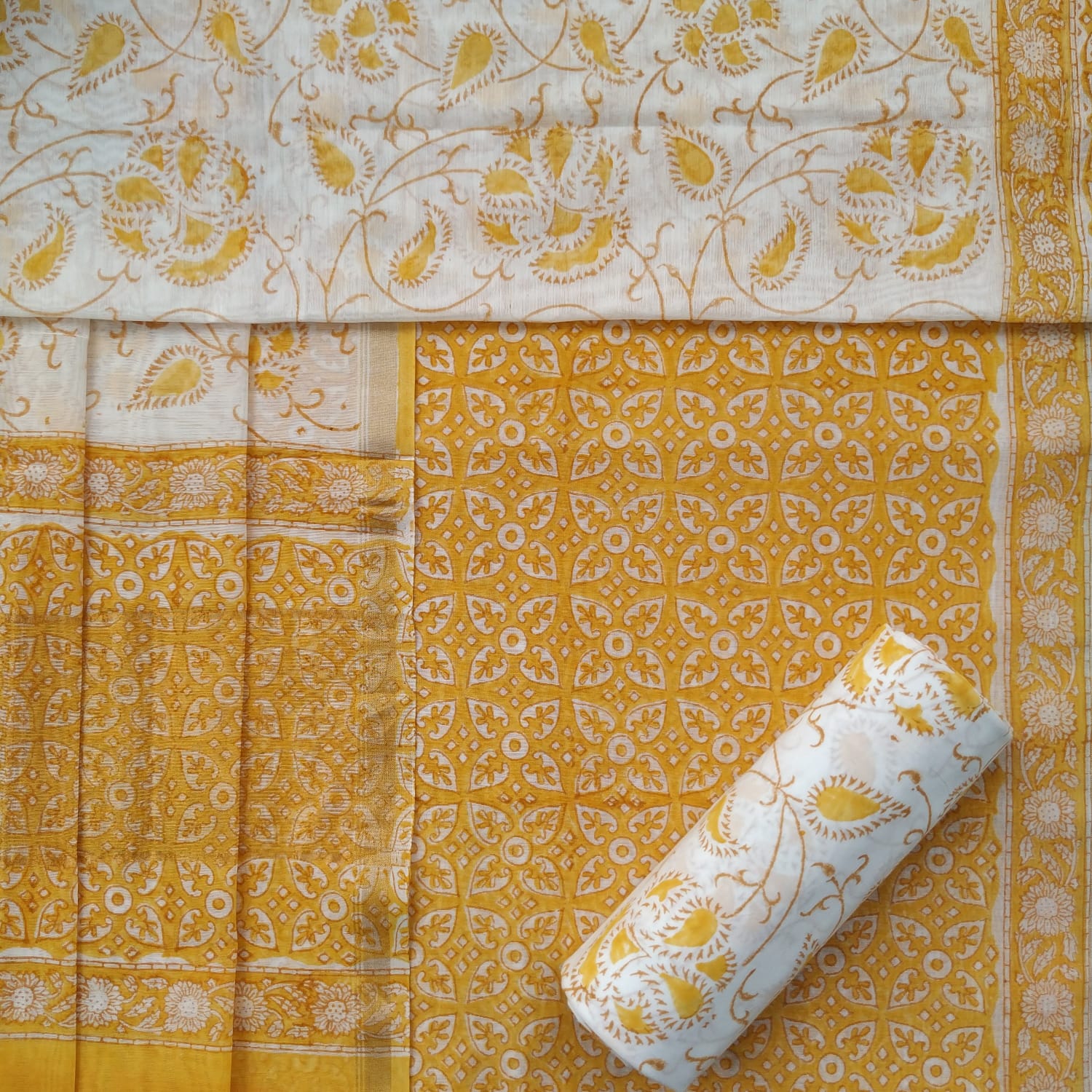 Shop hand block print chanderi silk suit sets (CHA722)