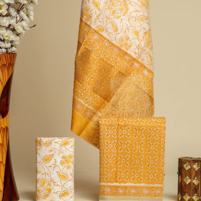 Shop hand block print chanderi silk suit sets (CHA722)