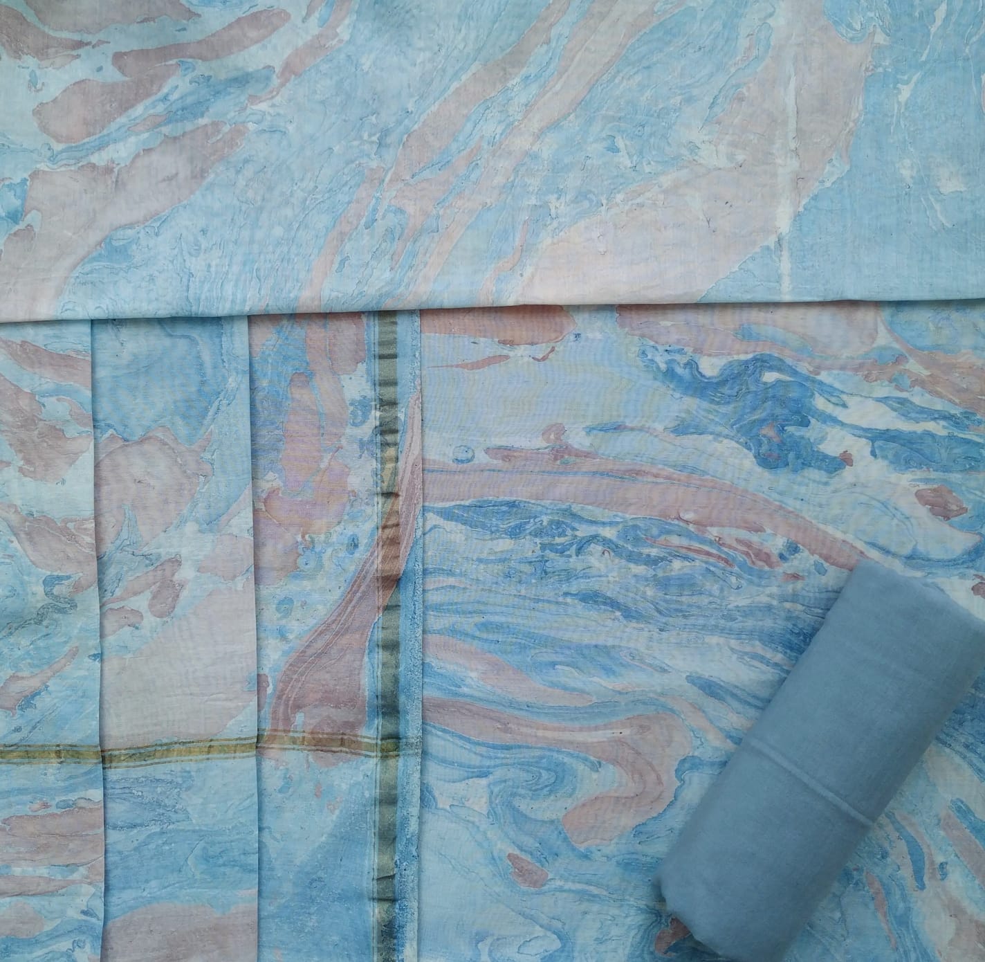 Shop unstitched marble print chanderi silk suit sets in jaipur (CHA765)