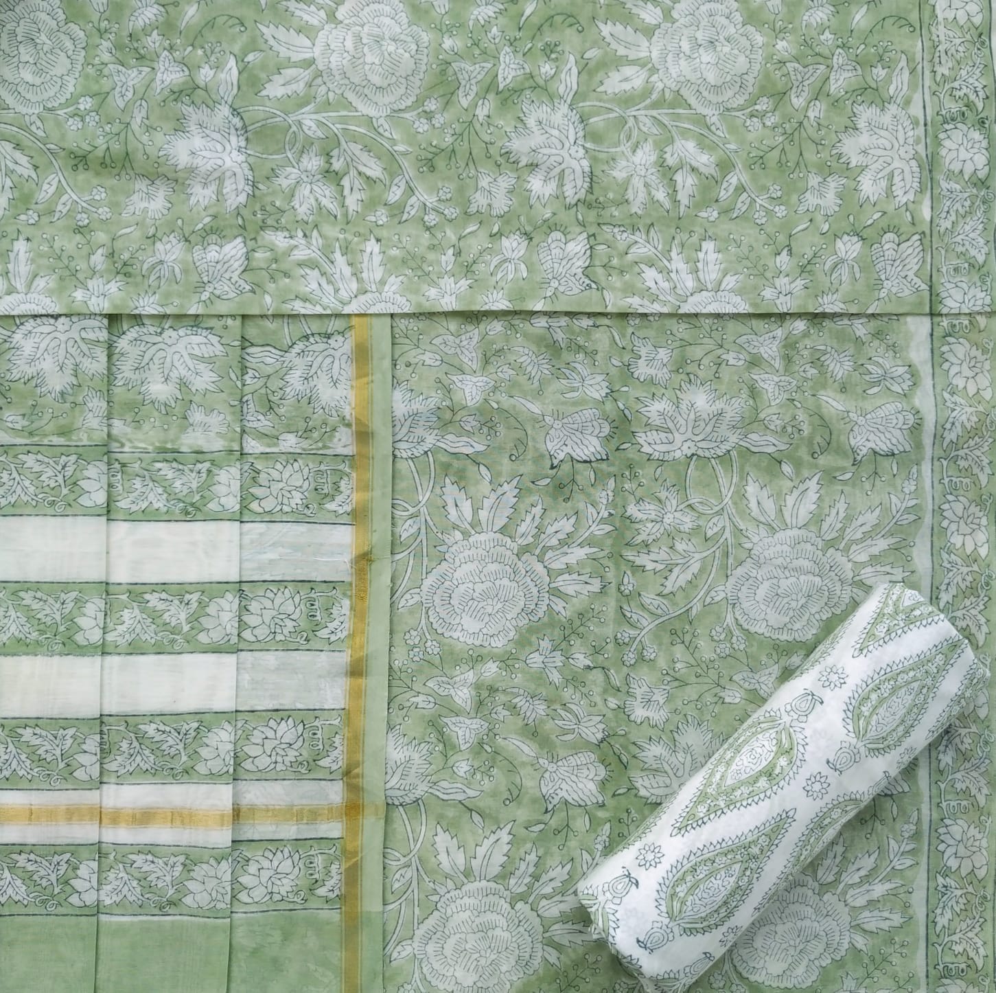 Shop unstitched block print chanderi silk suits online (CHA773)