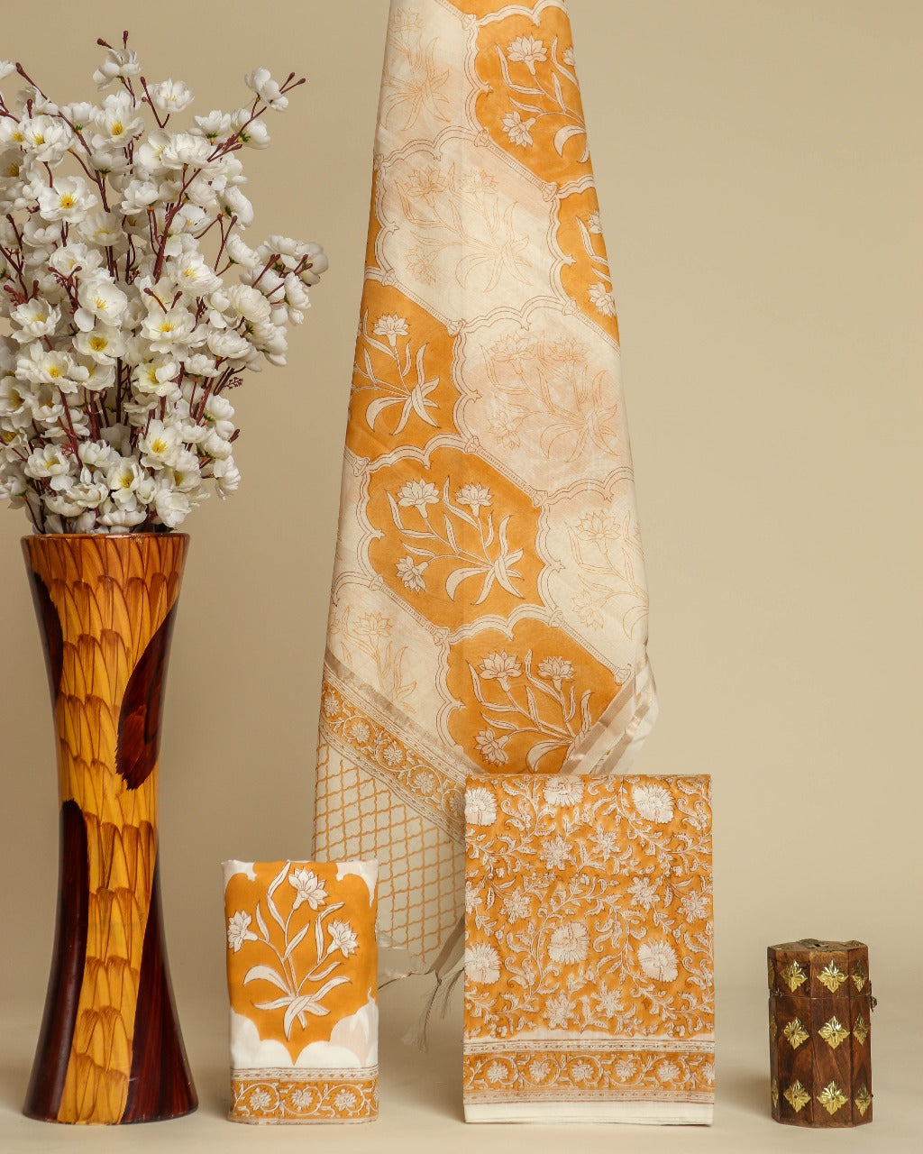 Shop hand block print chanderi silk suit sets in jaipur (CHA774)