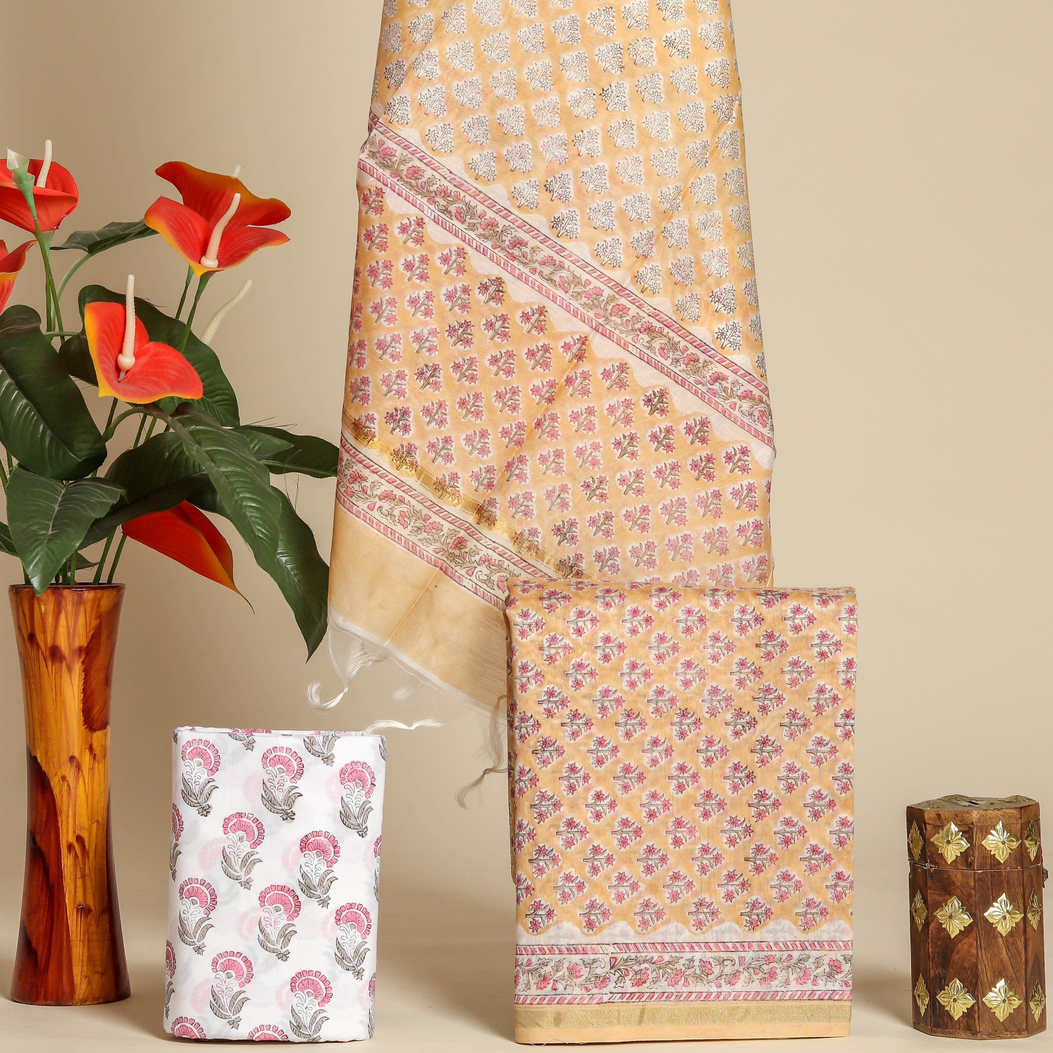 Buti Print Chanderi Silk Suit Set