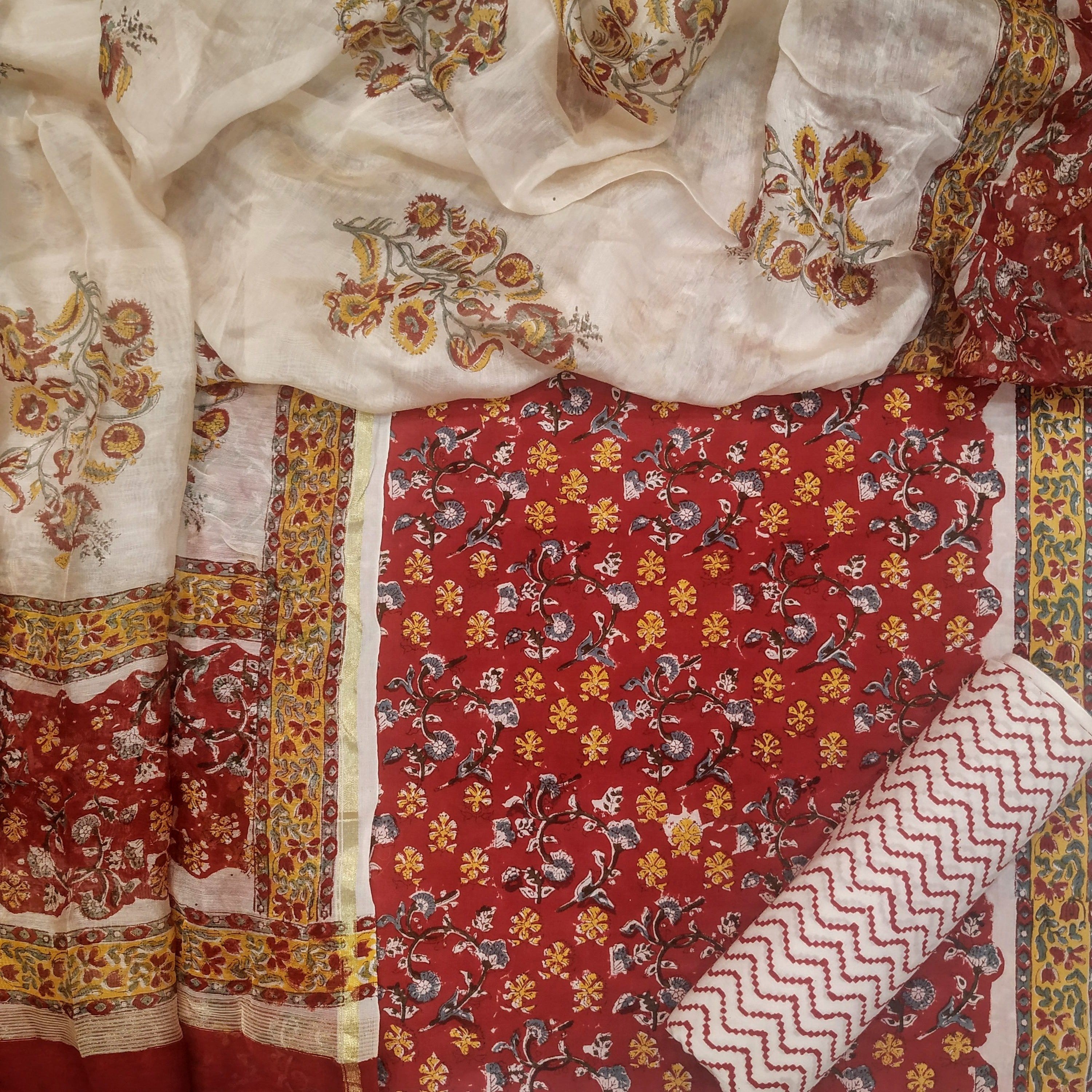 Classic Cotton Suits with Premium Chanderi Silk Dupatta (CHD04) - ShalviFashion
