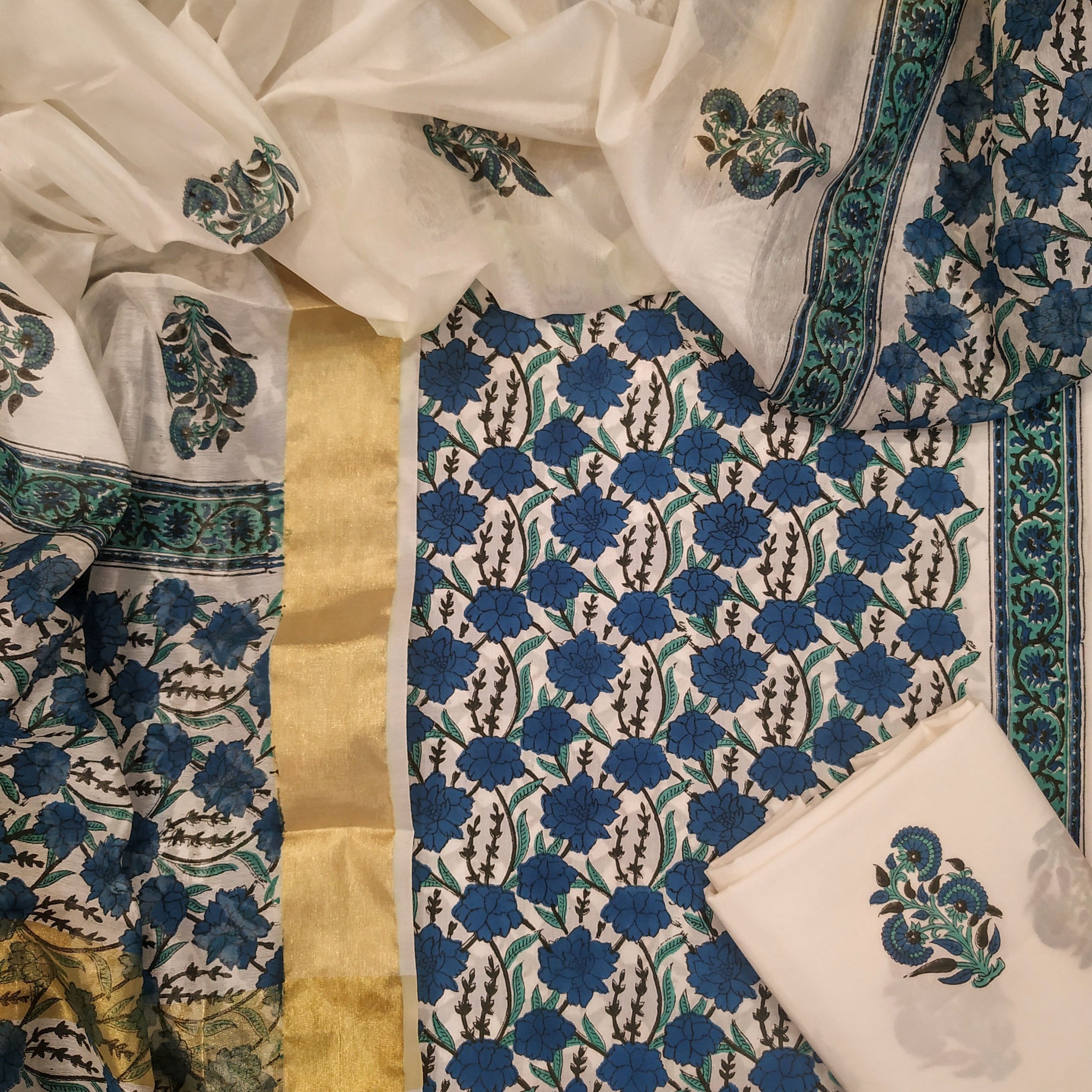 Classic Cotton Suits with Premium Chanderi Silk Dupatta (CHD07) - ShalviFashion