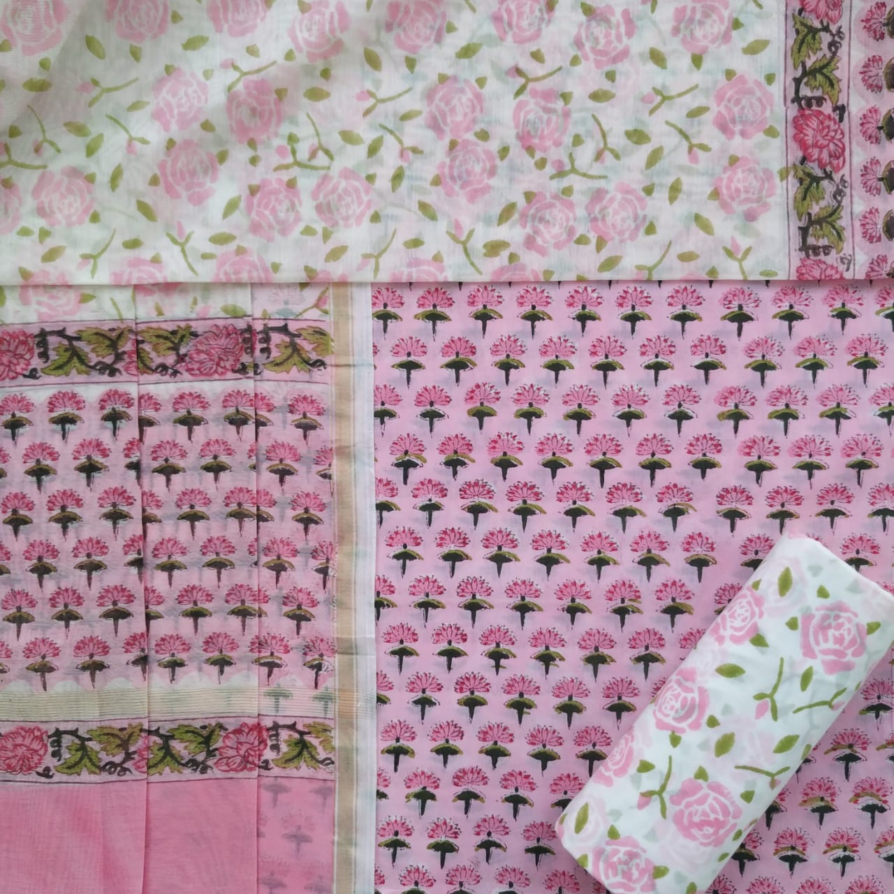 Shop unstitched cotton suit sets online shopping (CHD102)