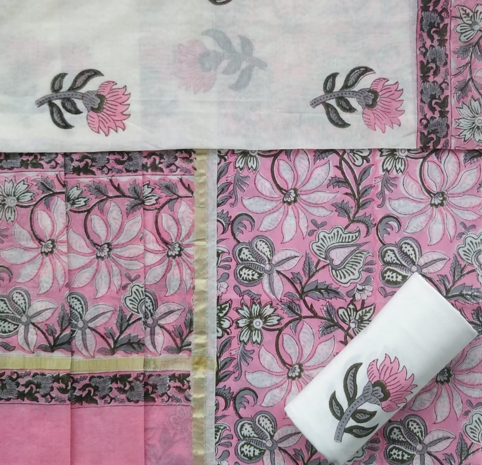 Shop chanderi dupatta cotton suit sets (CHD106)