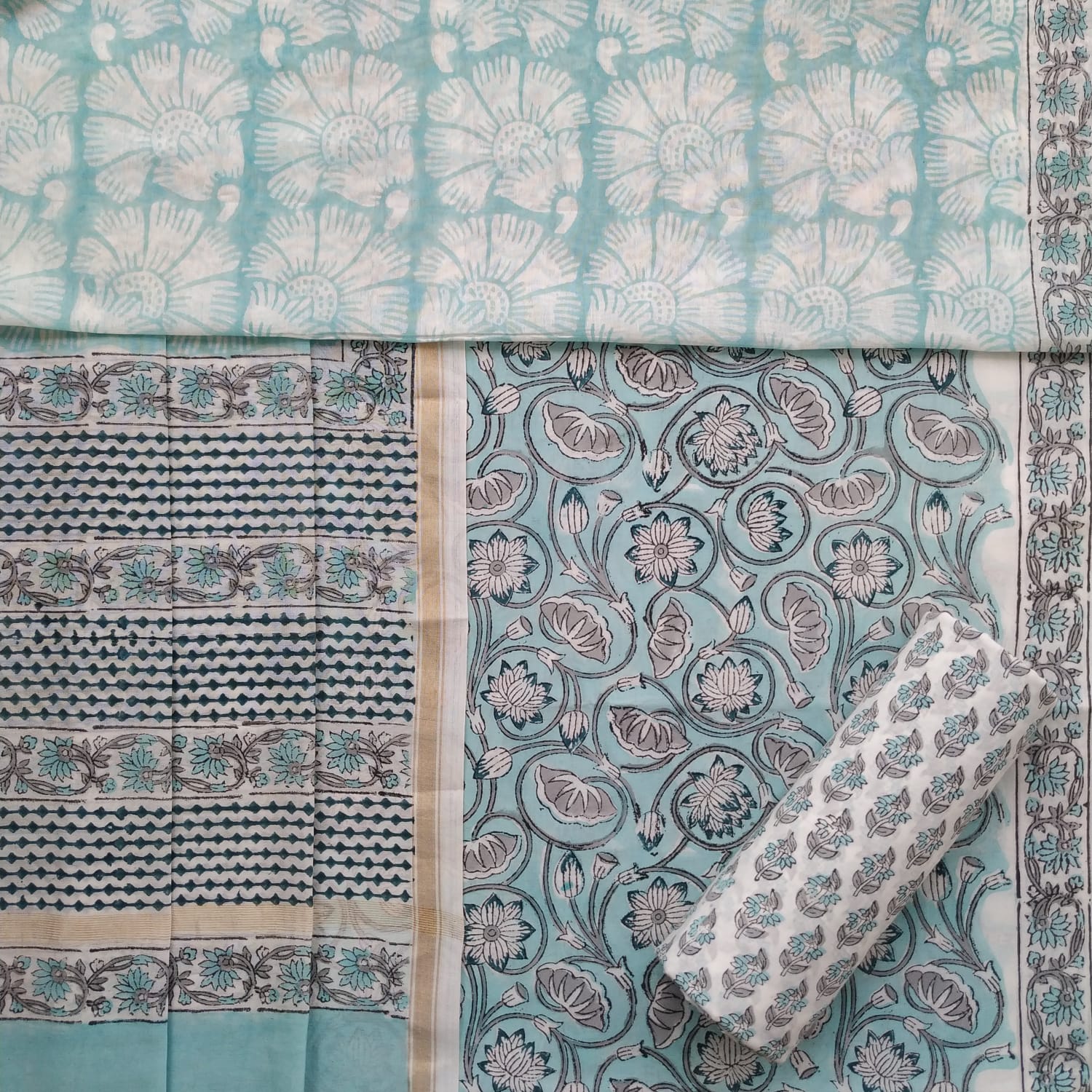 Shop cotton suit sets with chanderi dupatta (CHD107)