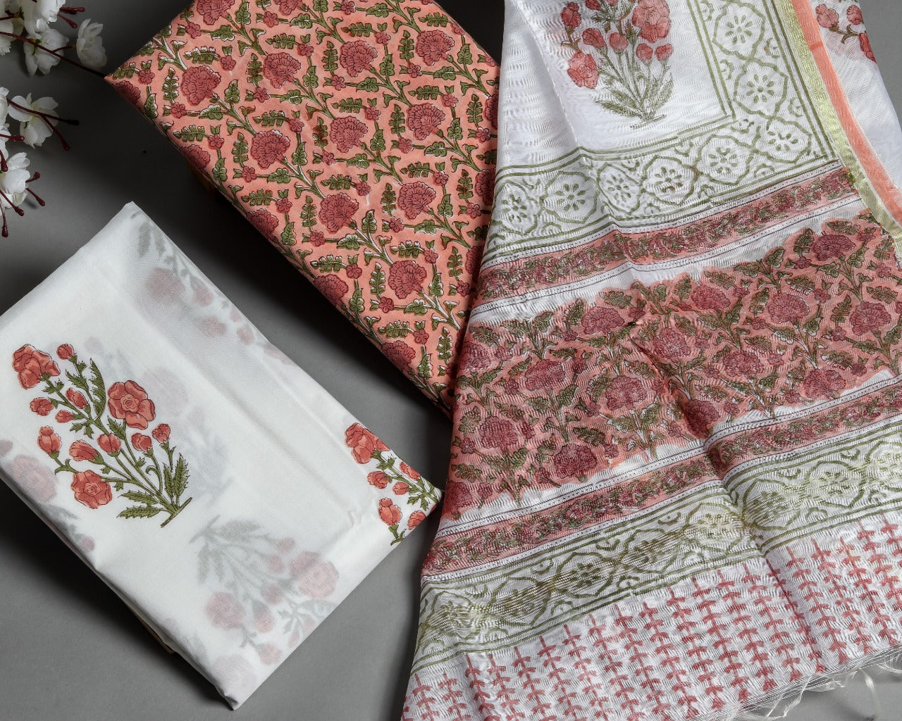 Classic Pure Cotton Suits with Premium Chanderi Silk Dupatta (CHD21) - ShalviFashion