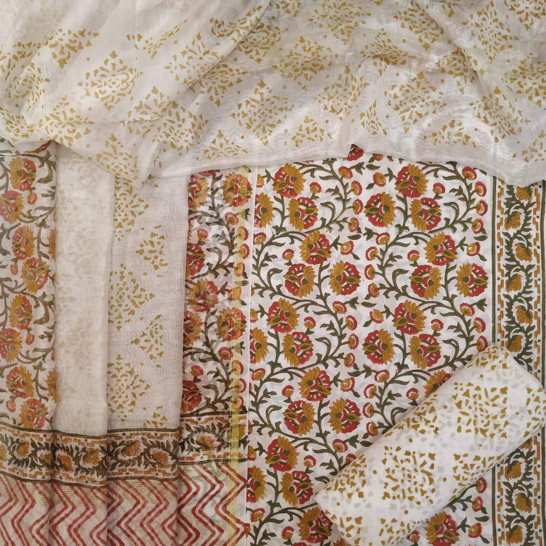Exclusive Pure Cotton Suit with Premium Chanderi Silk Dupatta (CHD34) - ShalviFashion