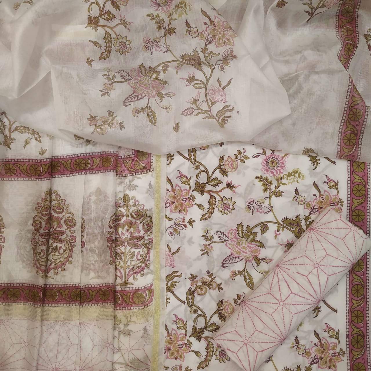 Elegant Pure Cotton Suit with Premium Chanderi Silk Dupatta (CHD37) - ShalviFashion