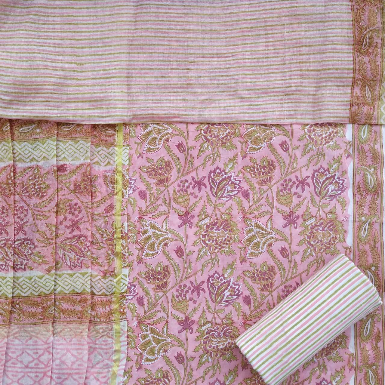 Shop Unstitched Cotton Suits with Premium Chanderi Silk Dupatta (CHD56)