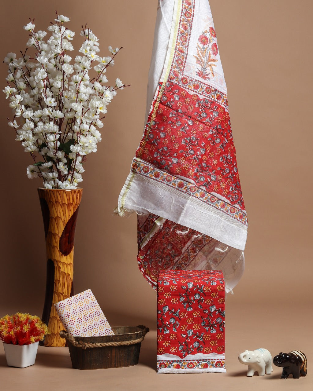 Traditional Hand Block Print Pure Cotton Suit with Premium Chanderi Silk Dupatta (CHD58)