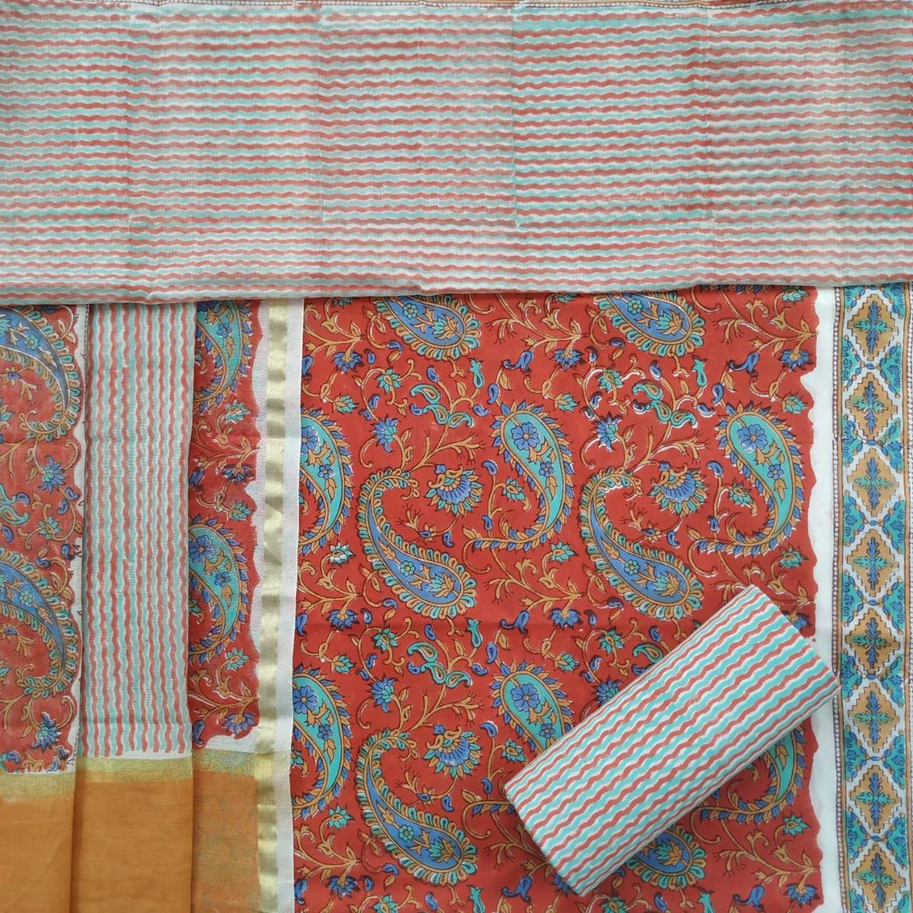 Exclusive Hand Block Print Cotton Suit with Premium Chanderi Silk Dupatta (CHD60)