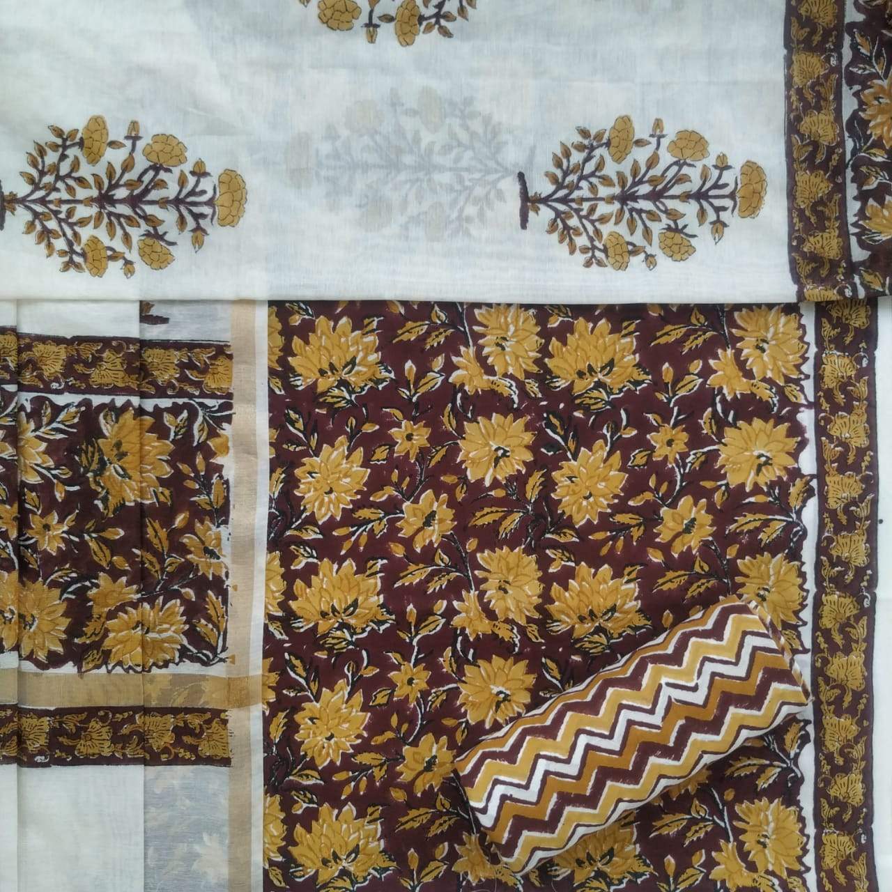 Shop Unstitched Pure Cotton Suits with Premium Chanderi Silk Dupatta (CHD69)