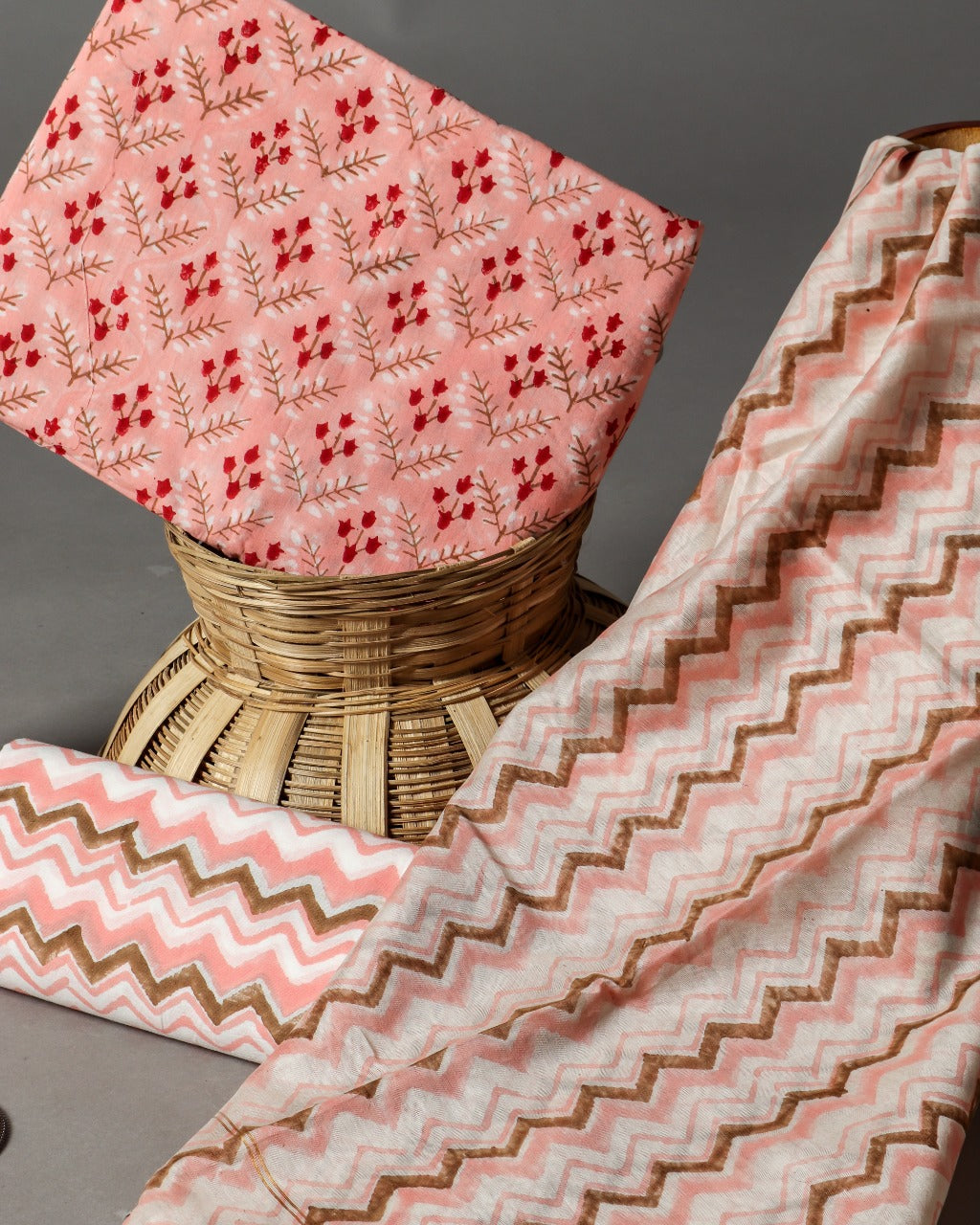 shop unstitched cotton suit with chanderi dupatta (CHD87)