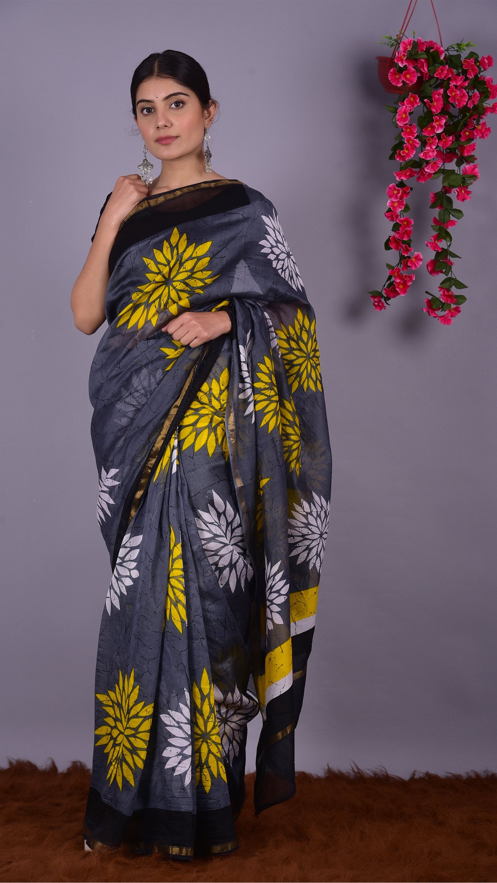 Designer Handblock Print Chanderi Saree (CHSAR06) - ShalviFashion