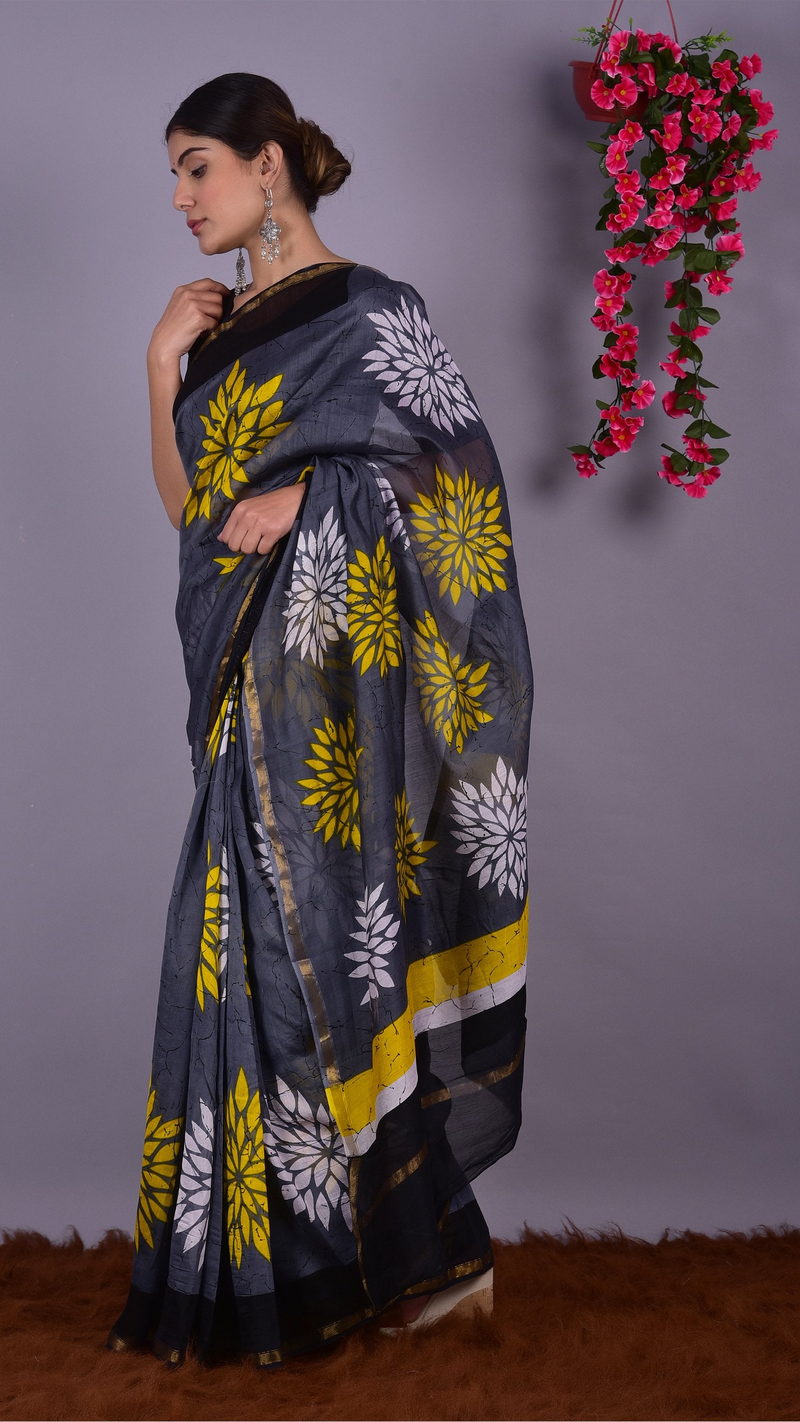 Designer Handblock Print Chanderi Saree (CHSAR06) - ShalviFashion