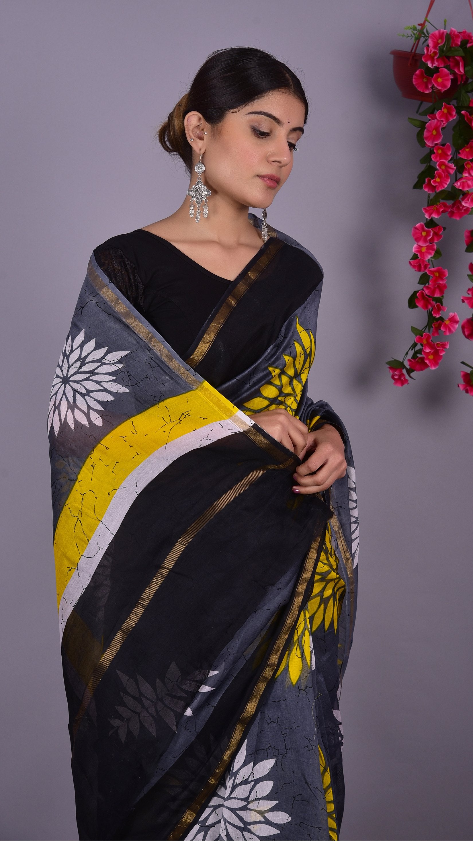 Designer Handblock Print Chanderi Saree (CHSAR06) - ShalviFashion