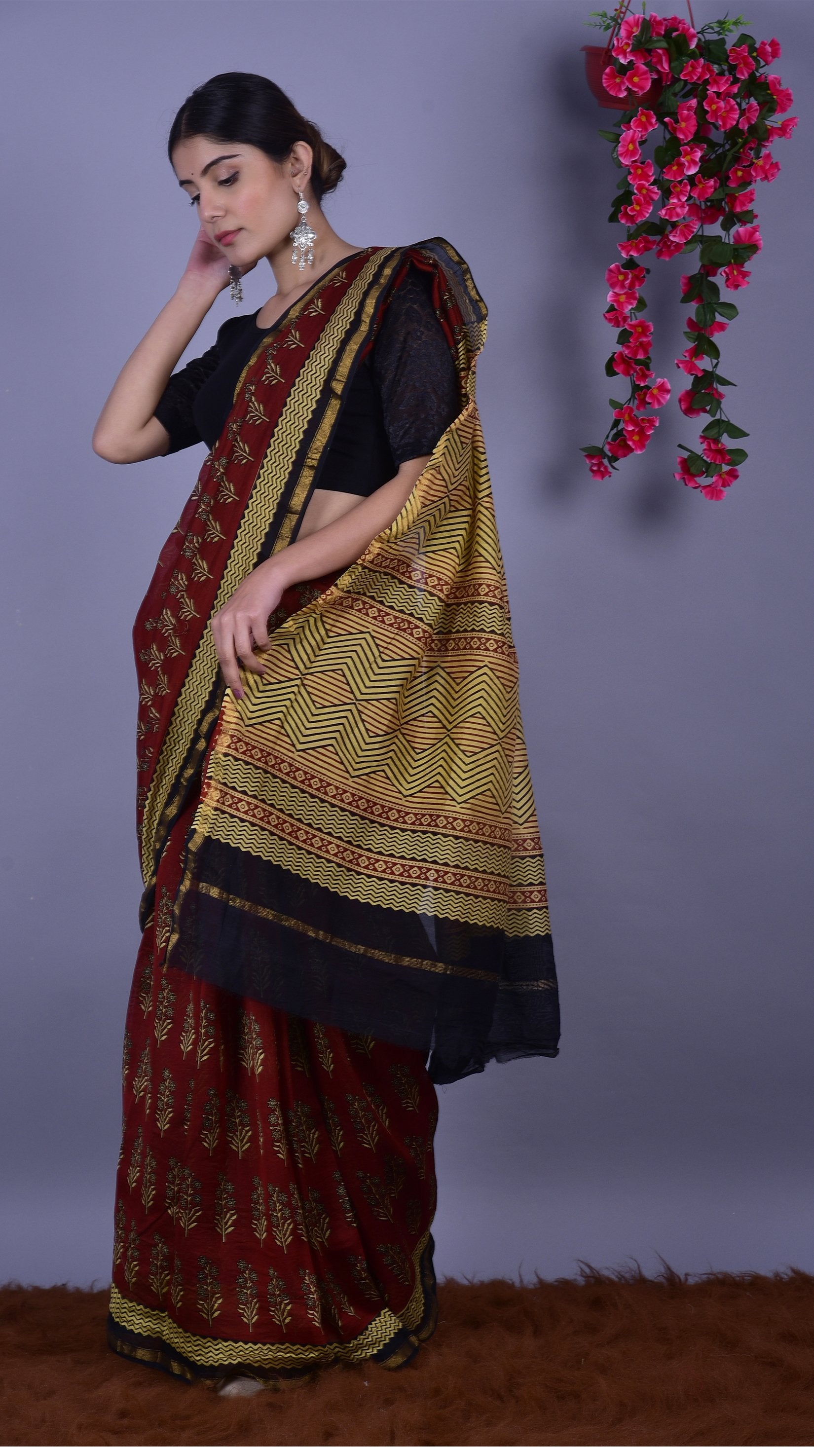 Beautifully Hand carfted Chanderi Saree (CHSAR14) - ShalviFashion