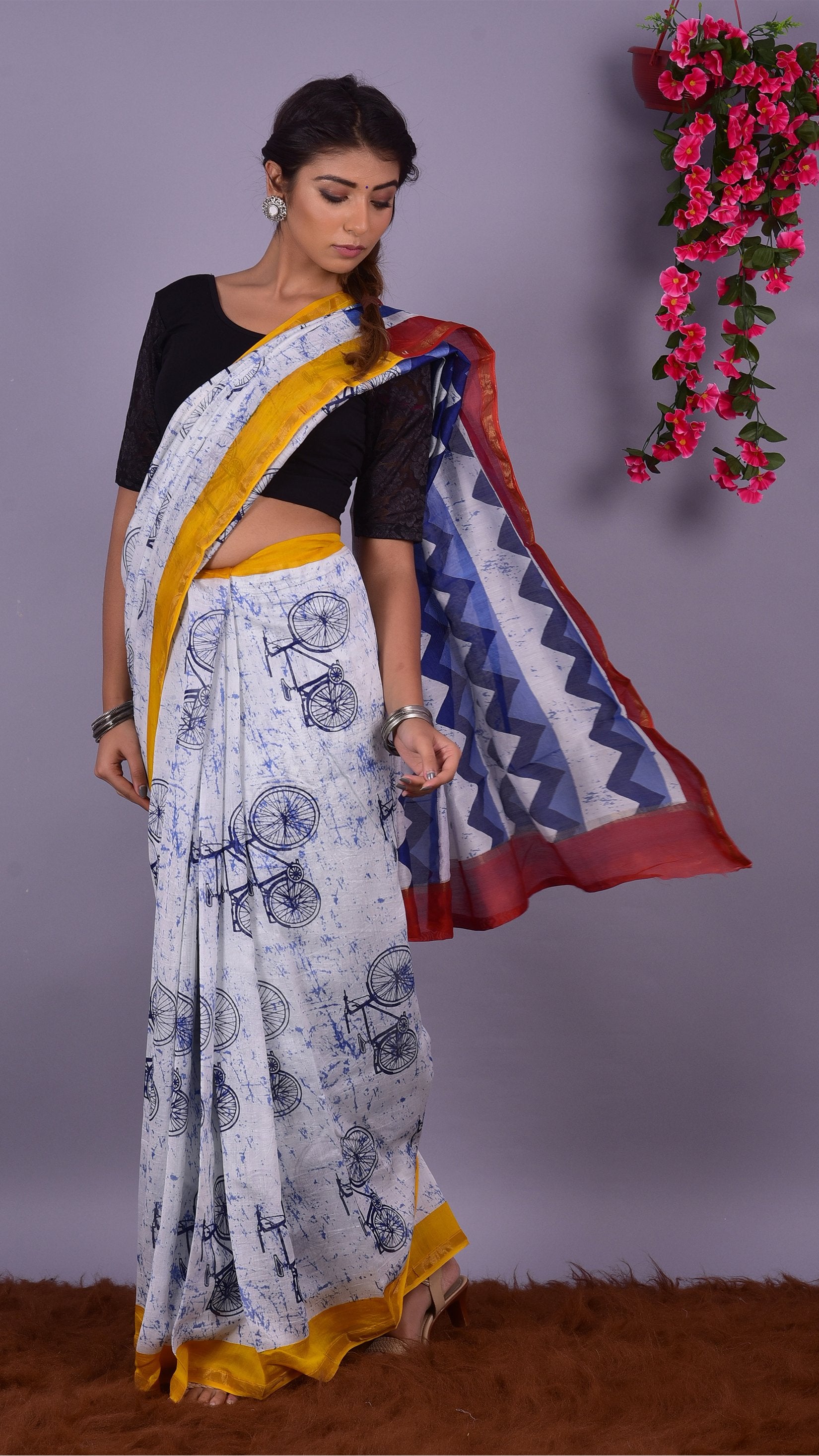Beautifully Hand carfted Chanderi Saree (CHSAR18) - ShalviFashion