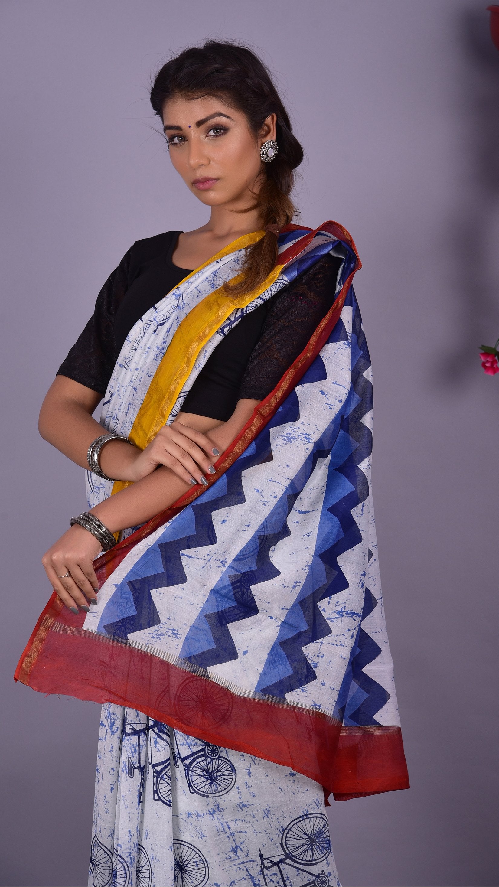 Beautifully Hand carfted Chanderi Saree (CHSAR18) - ShalviFashion
