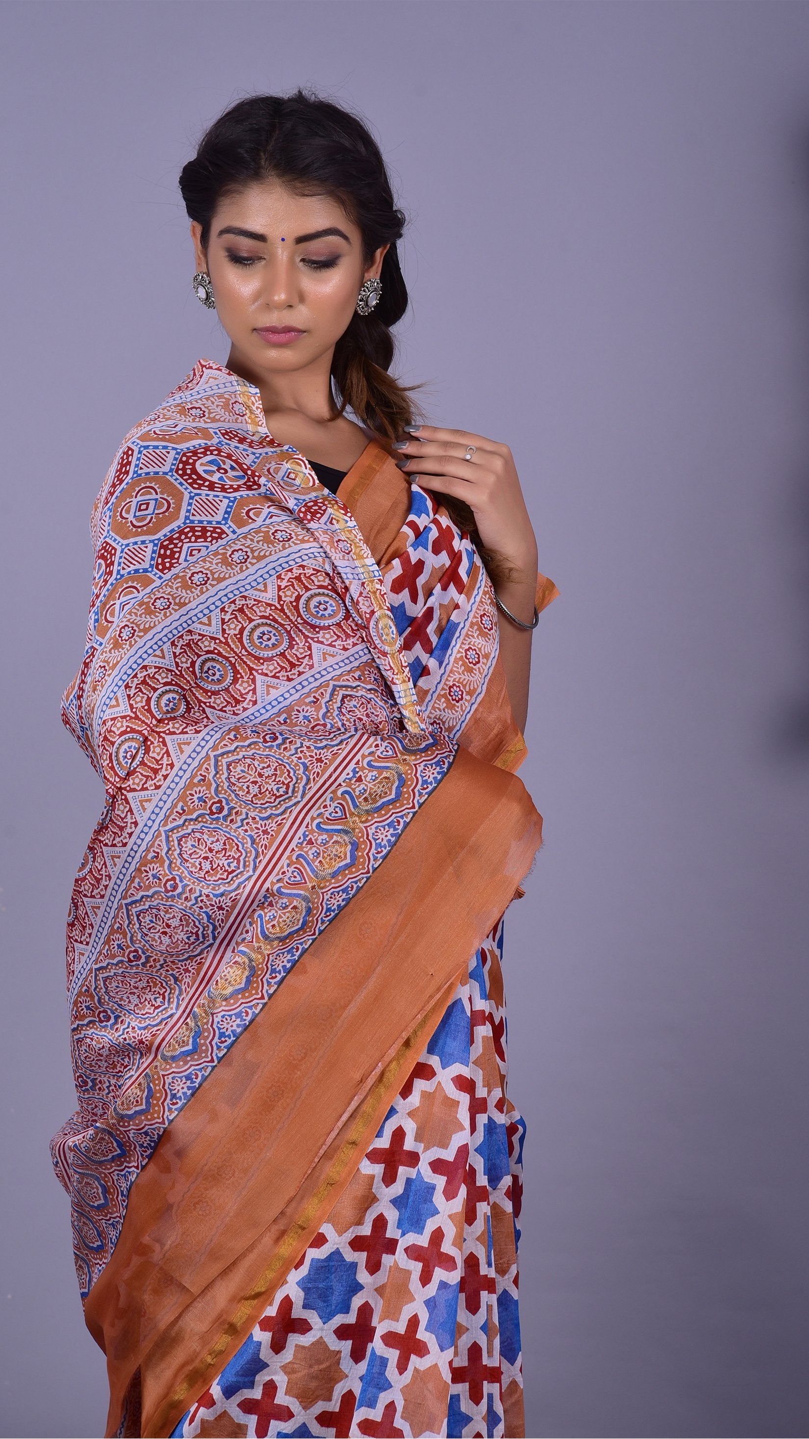 Beautifully Hand carfted Chanderi Saree (CHSAR22) - ShalviFashion