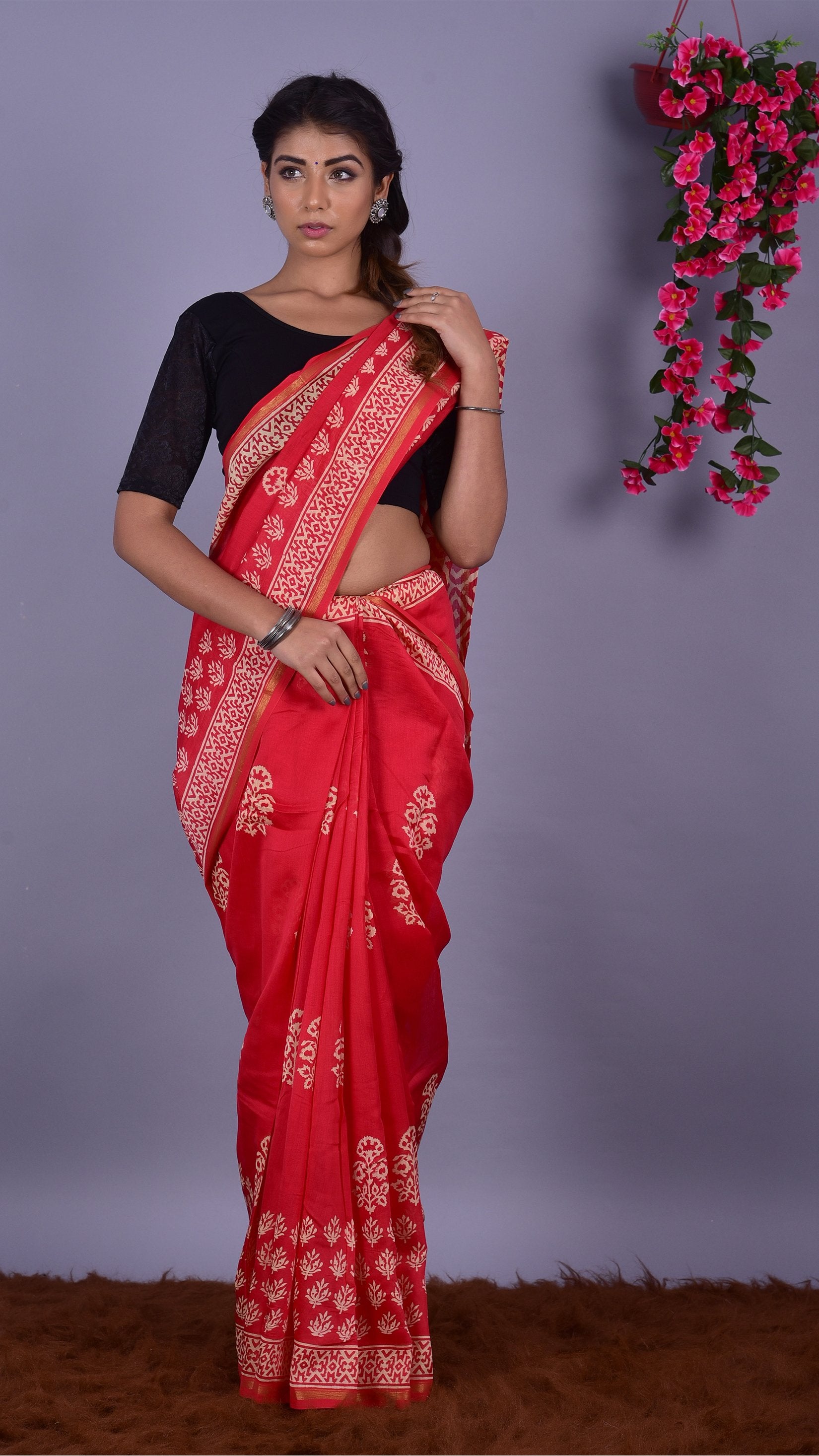Beautifully Hand carfted Chanderi Saree (CHSAR23) - ShalviFashion