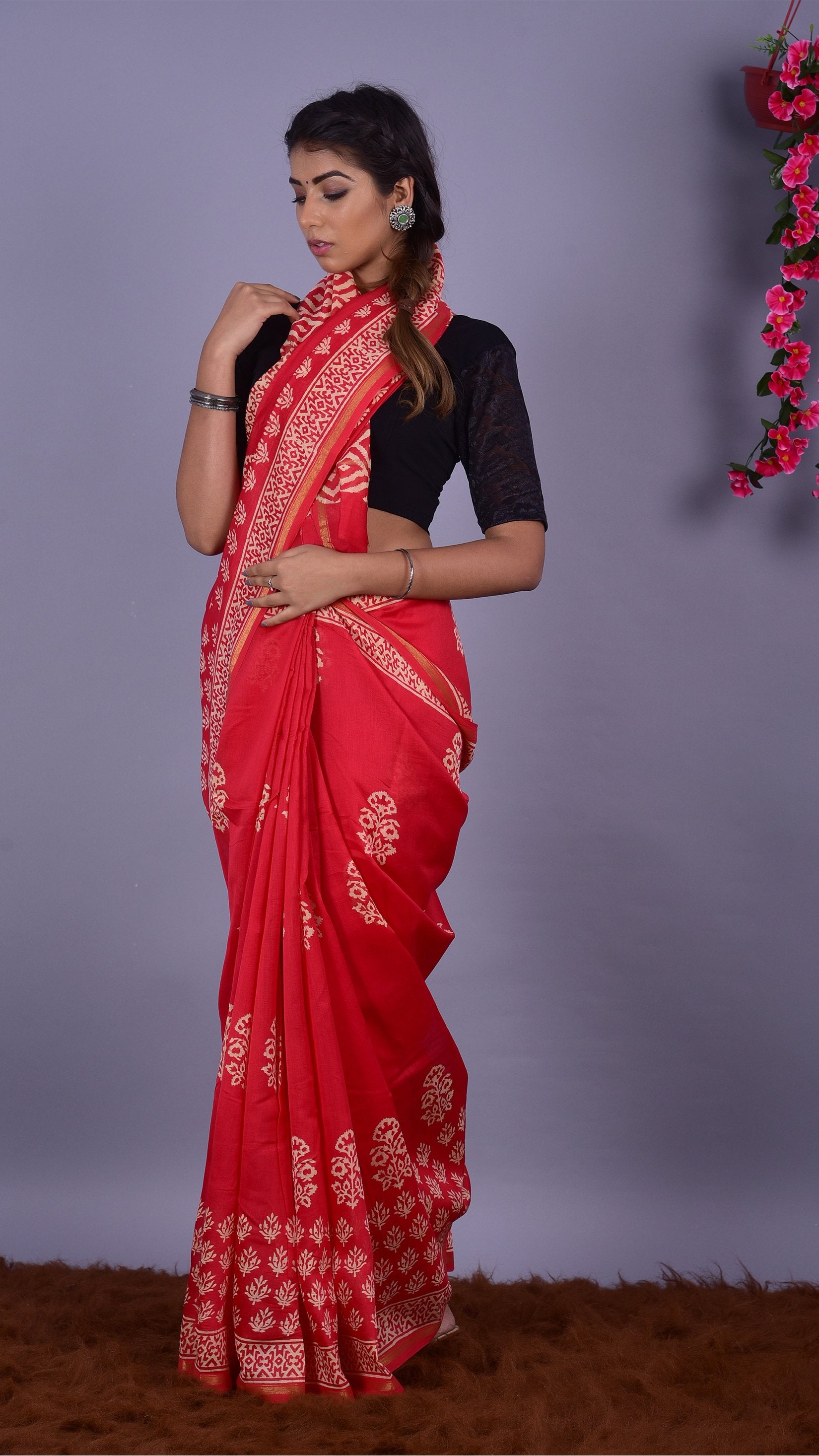 Beautifully Hand carfted Chanderi Saree (CHSAR23) - ShalviFashion