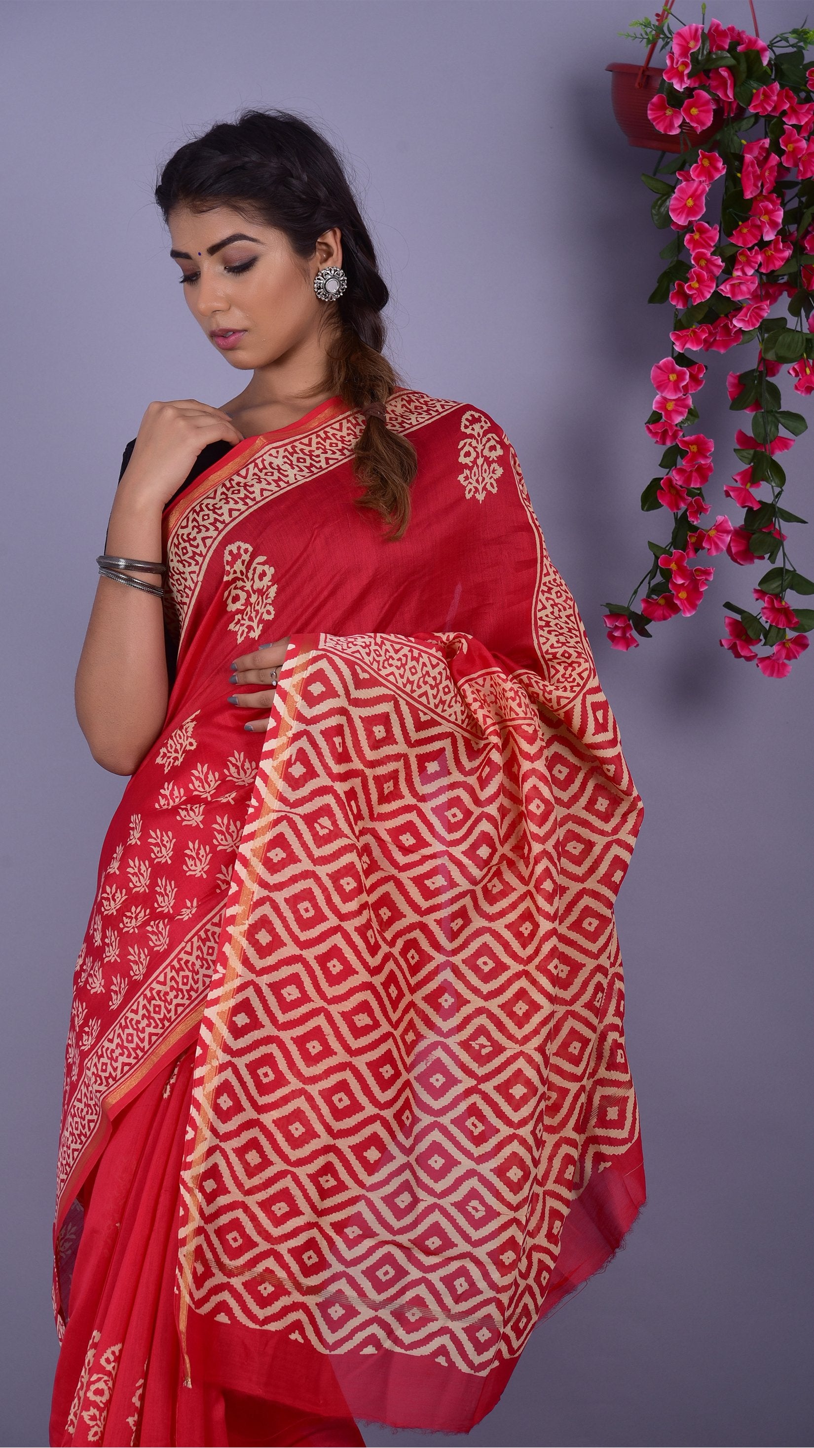 Beautifully Hand carfted Chanderi Saree (CHSAR23) - ShalviFashion