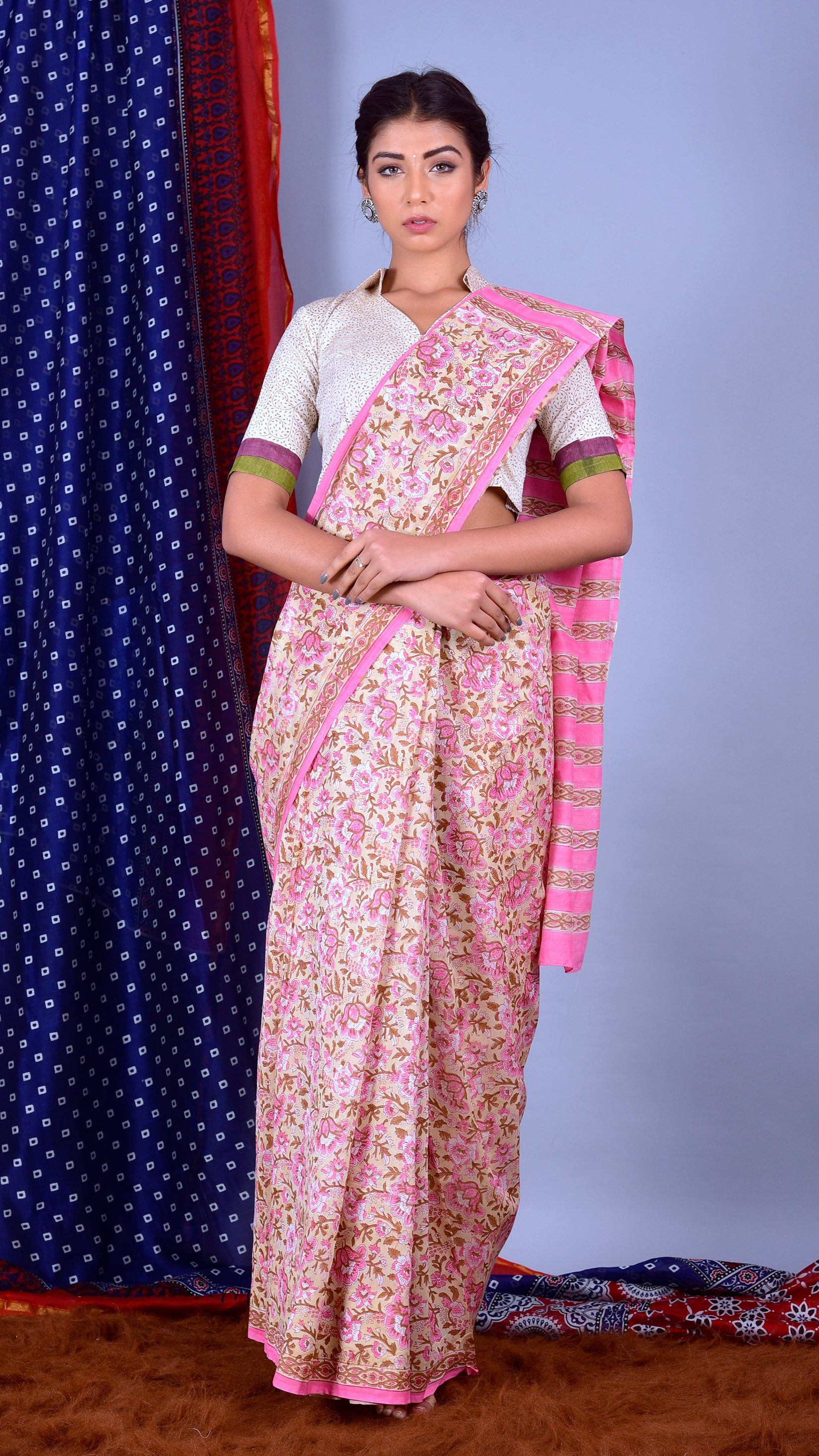 Shop Hand Block Printed Premium Chanderi Saree (CHSAR25)