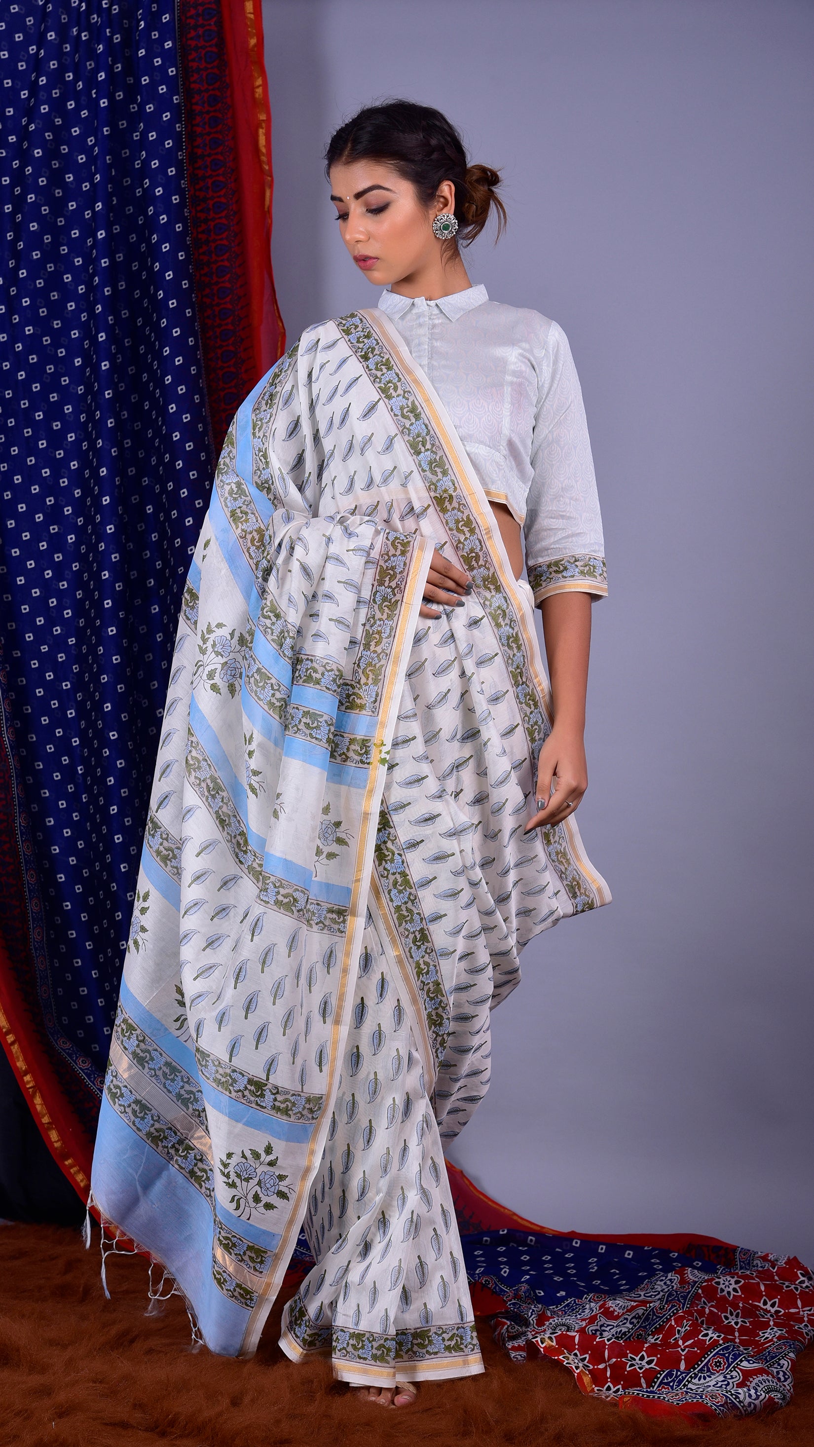 Shop Hand Block Print Premium Chanderi Sarees online (CHSAR28)