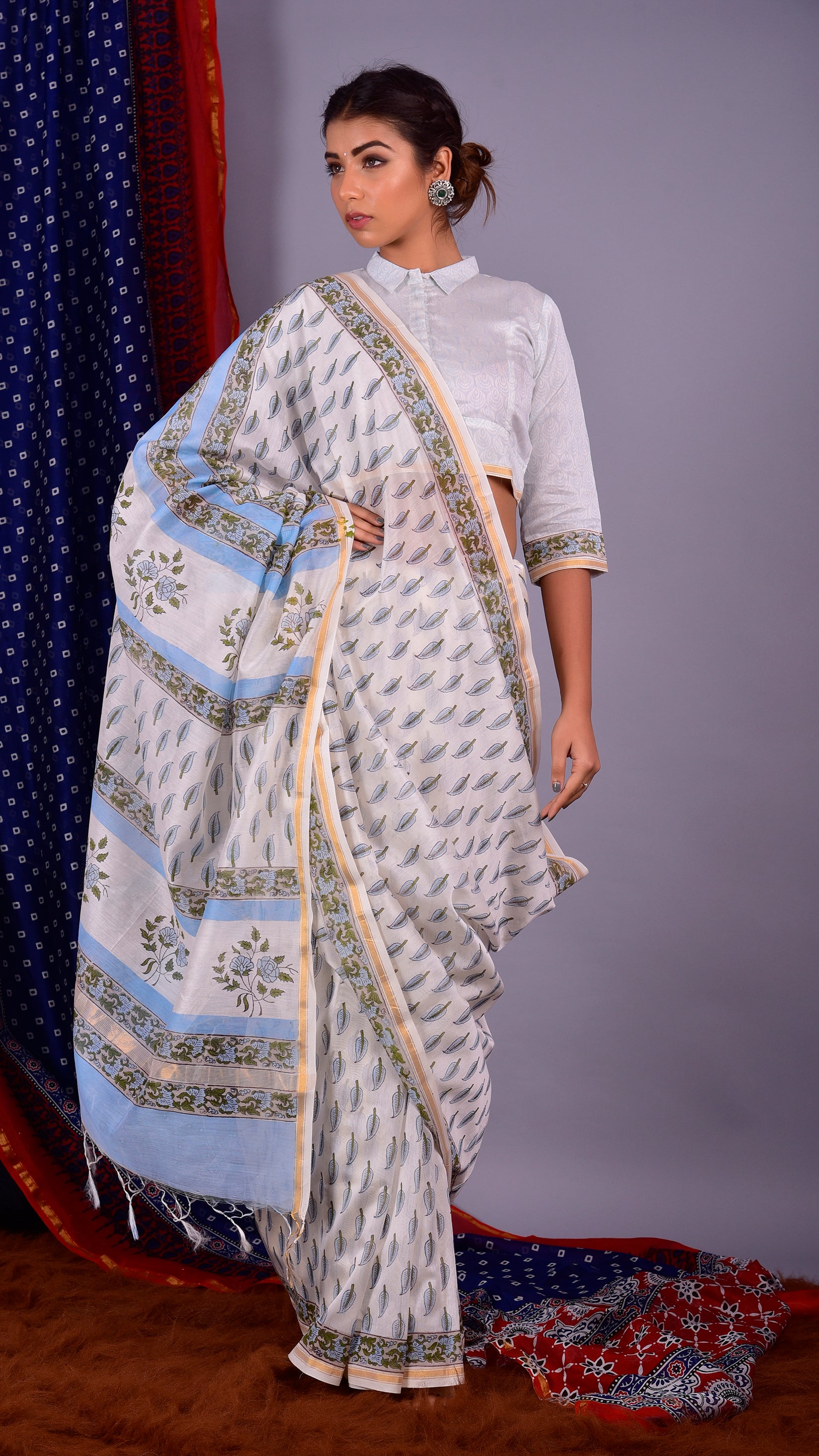Shop Hand Block Print Premium Chanderi Sarees online (CHSAR28)