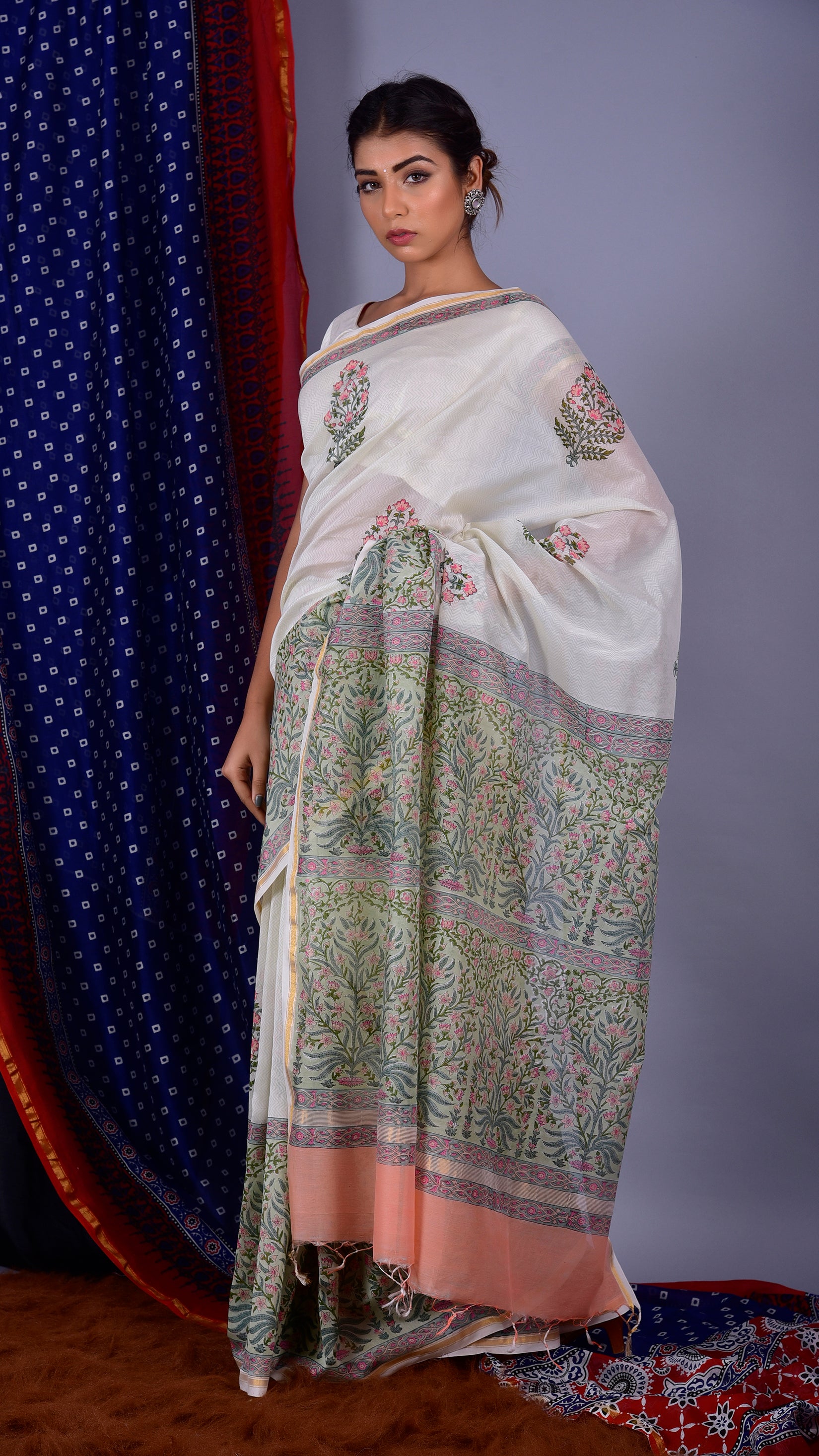Shop Hand Block Printed Premium Chanderi Sarees (CHSAR29)