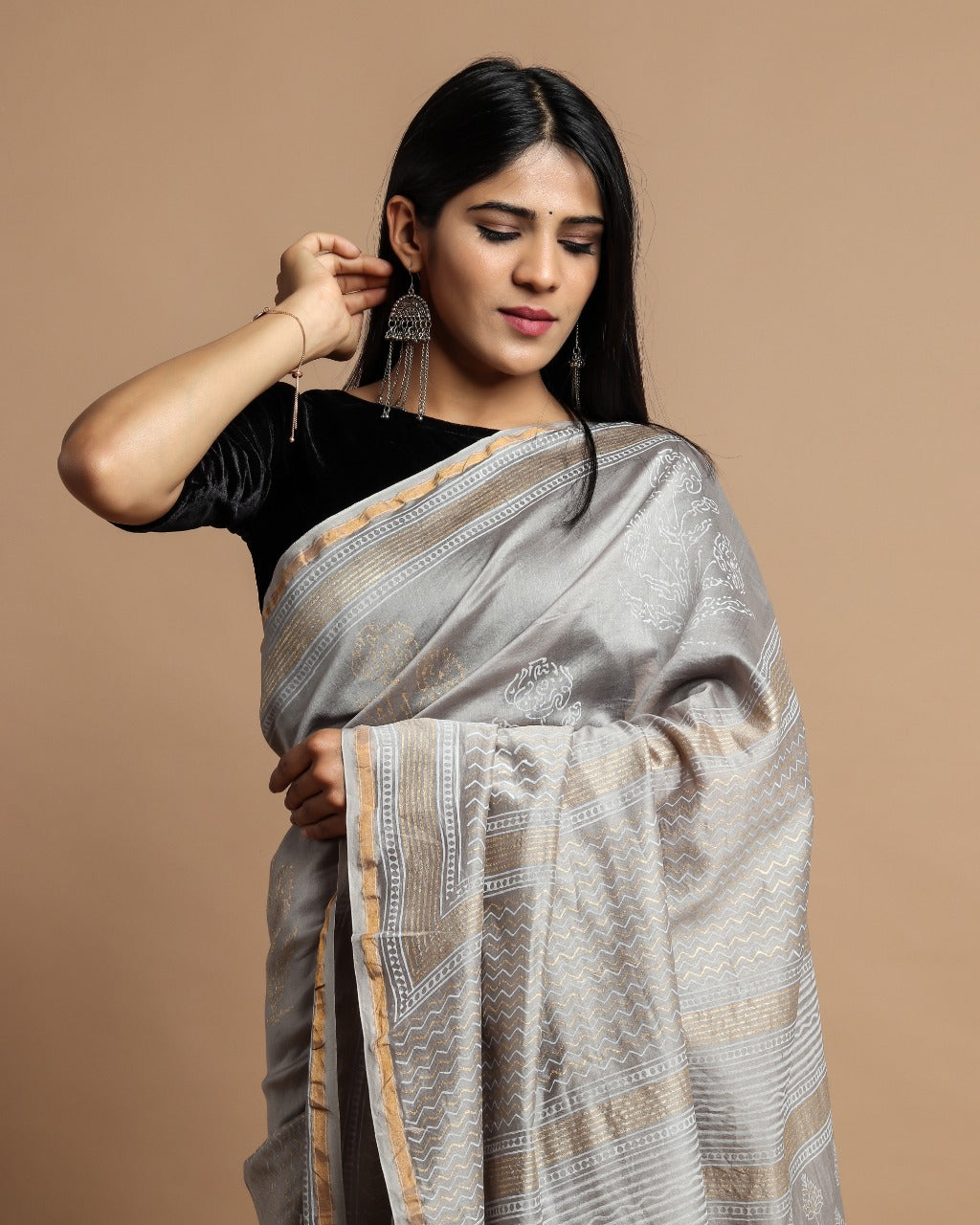 Shop Hand Block Print Premium Chanderi Sarees (CHSAR35)
