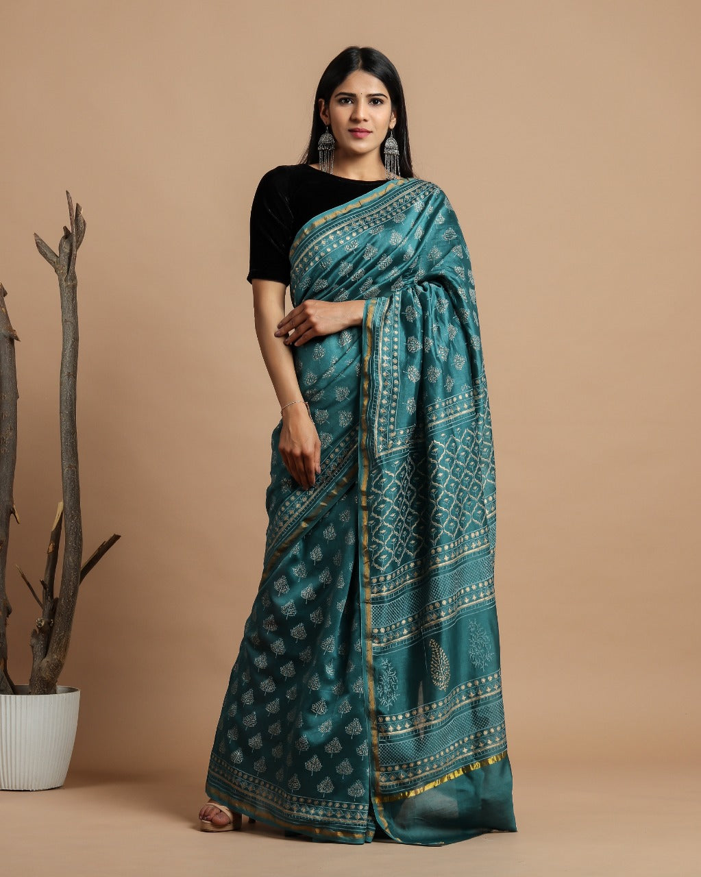 Shop Hand Block Print Premium Chanderi Saree Collection online (CHSAR39)