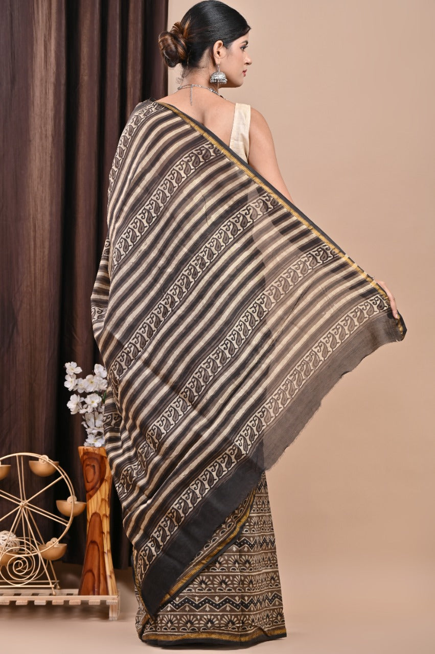 Shop jaipuri print chanderi silk sarees online (CHSAR56)