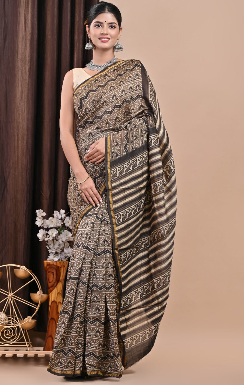 Shop jaipuri print chanderi silk sarees online (CHSAR56)