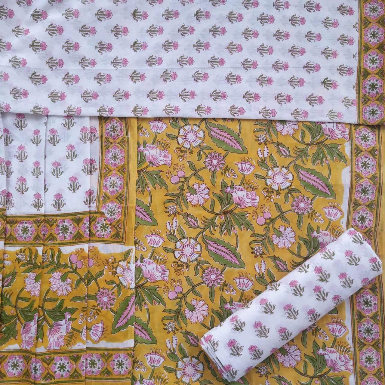 Shop Unstitched Pure Cotton Suits with Cotton Mulmul Dupatta (CLA01)