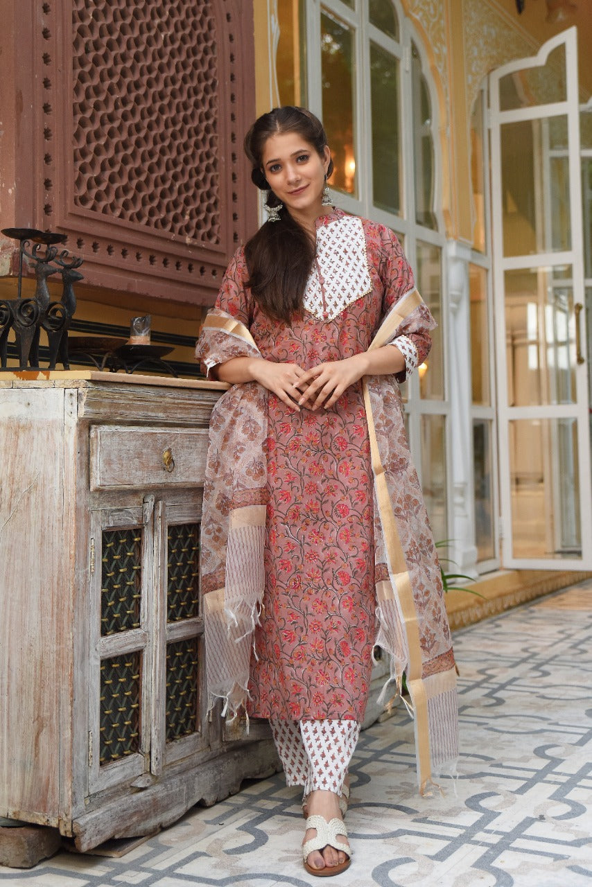 shop stitched suit set with organza dupatta (CSS21ORG)