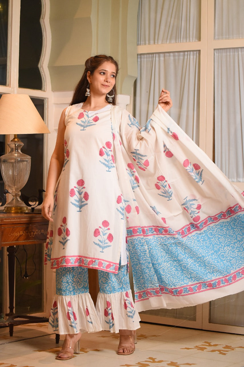 shop stitched pure cotton suit sets with mulmul dupatta (CSS23MUL)