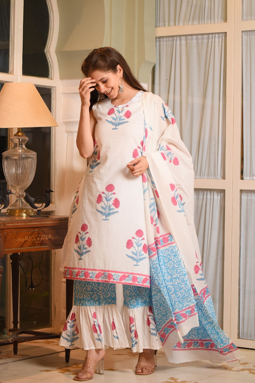 shop stitched pure cotton suit sets with mulmul dupatta (CSS23MUL)