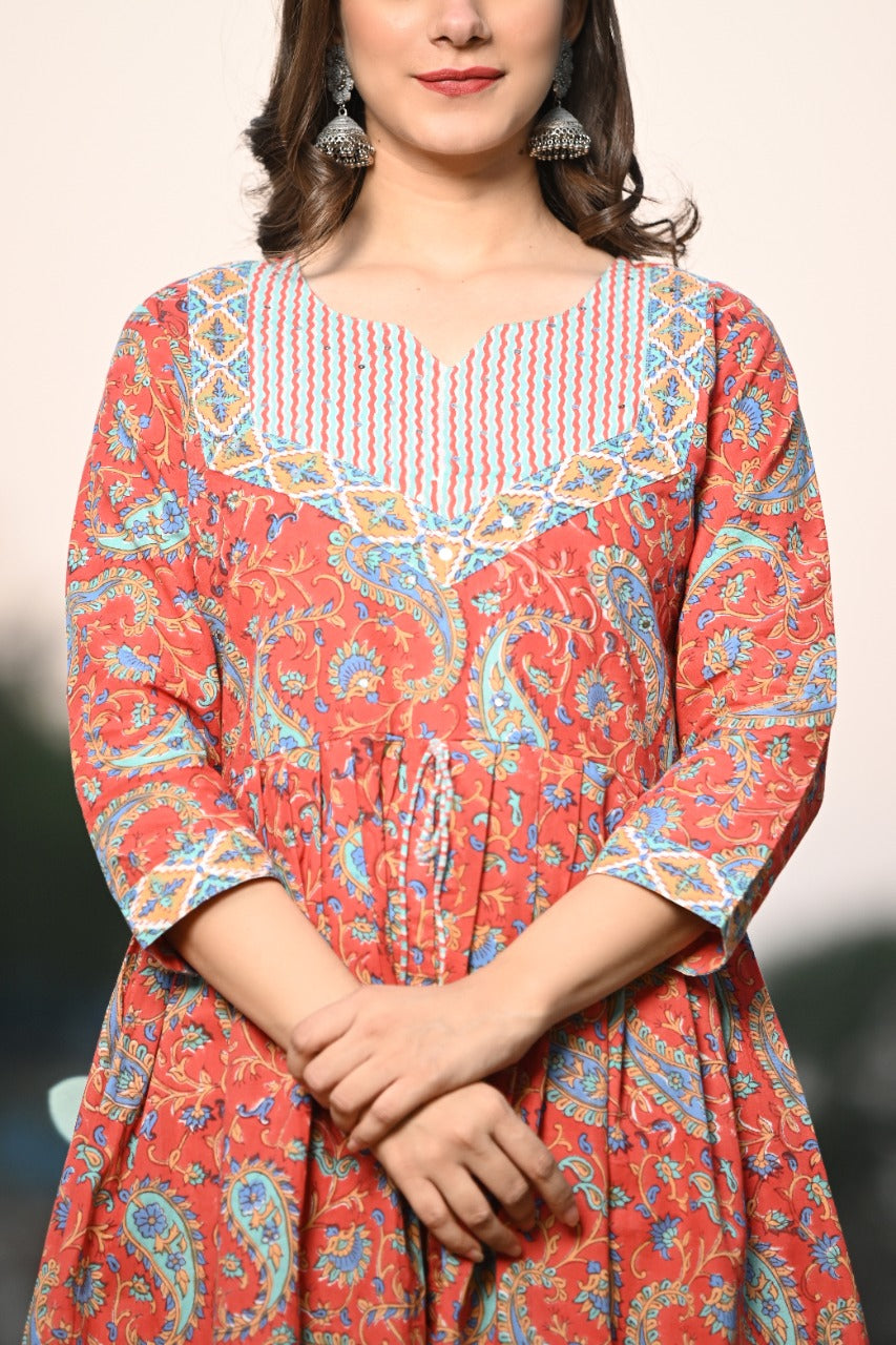 Shop cotton suit set with organza dupatta in jaipur (CSS29ORG)