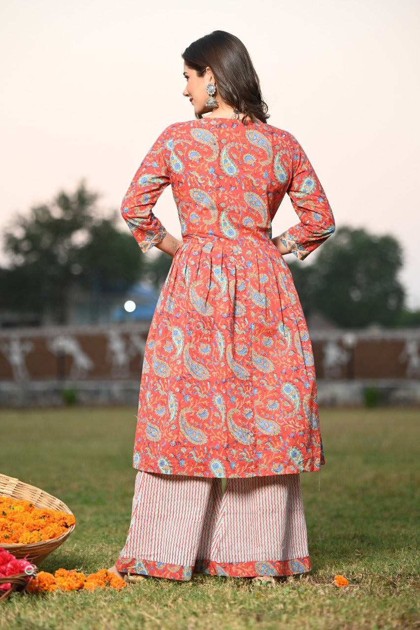 Shop cotton suit set with organza dupatta in jaipur (CSS29ORG)