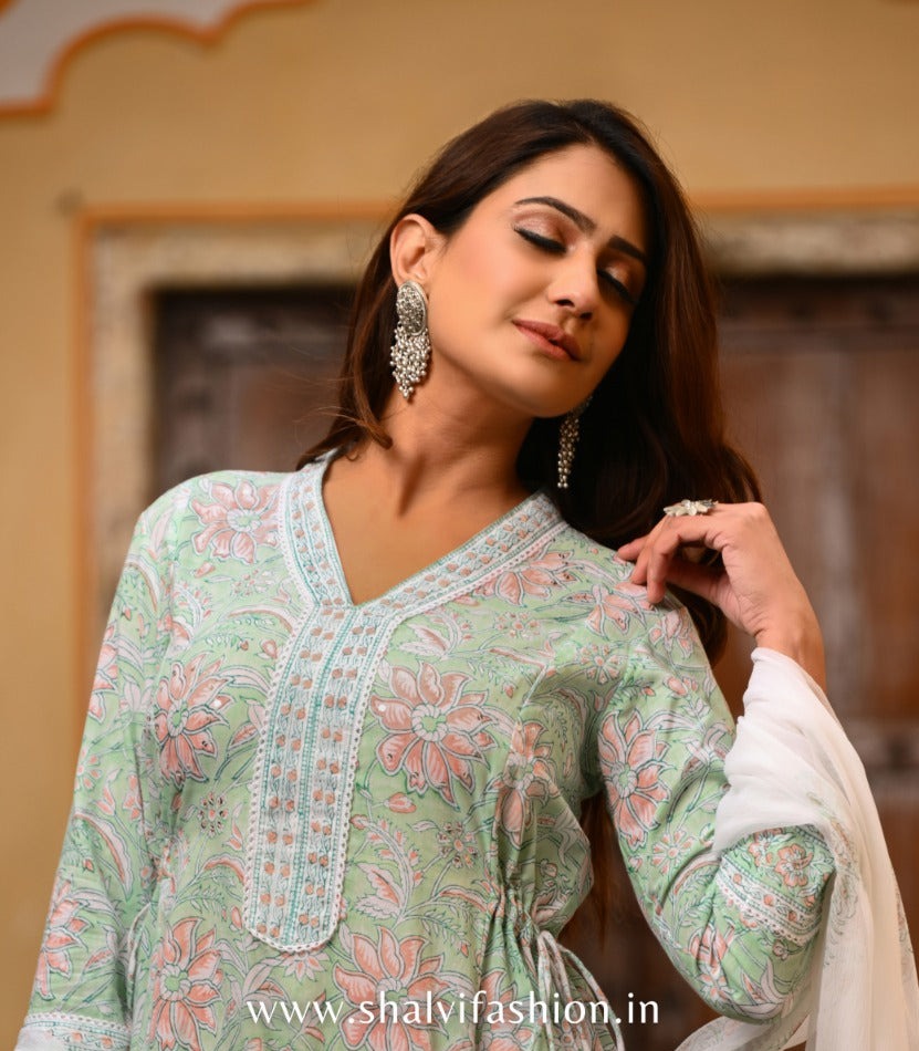 Shop block print a-line kurta suit sets (CSS37KD)