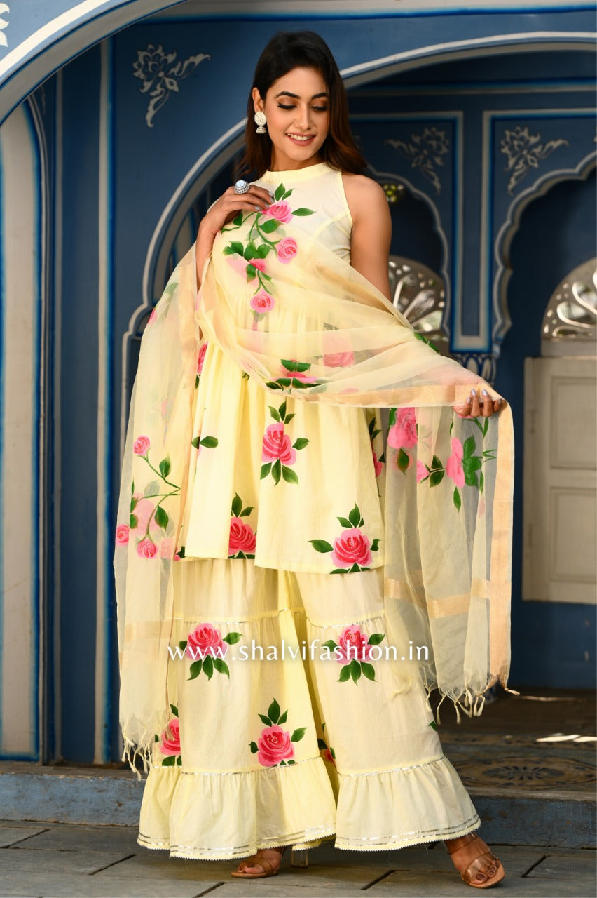 Shop hand painted sharara sets online (CSS38ORG)